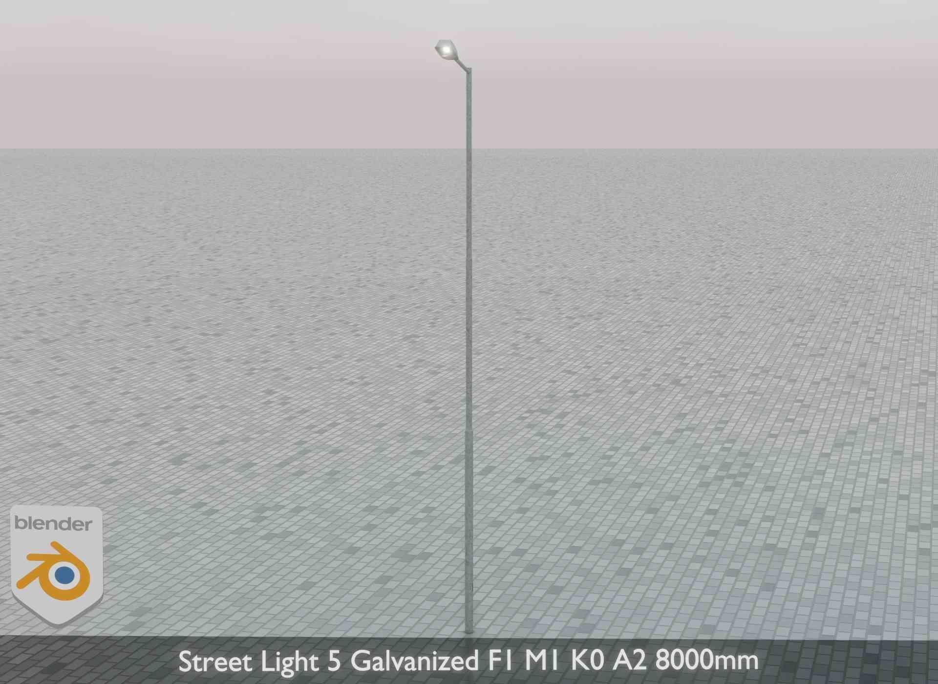 Street Light 5 Galvanized F1 M1 K0 A2 8000mm Low-poly 3D model_47