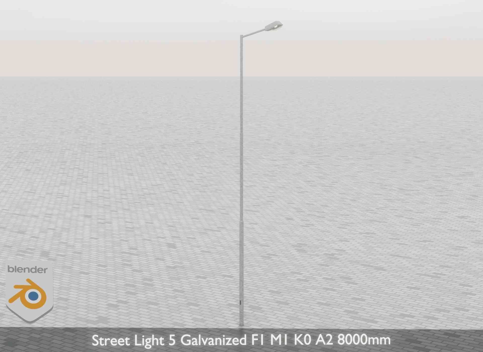 Street Light 5 Galvanized F1 M1 K0 A2 8000mm Low-poly 3D model_42