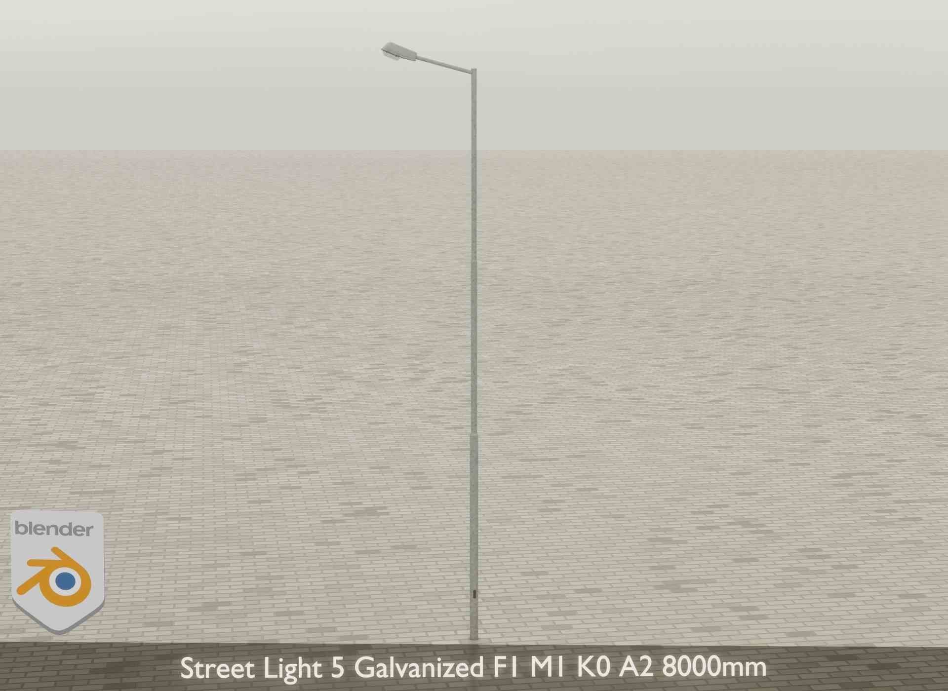 Street Light 5 Galvanized F1 M1 K0 A2 8000mm Low-poly 3D model_26