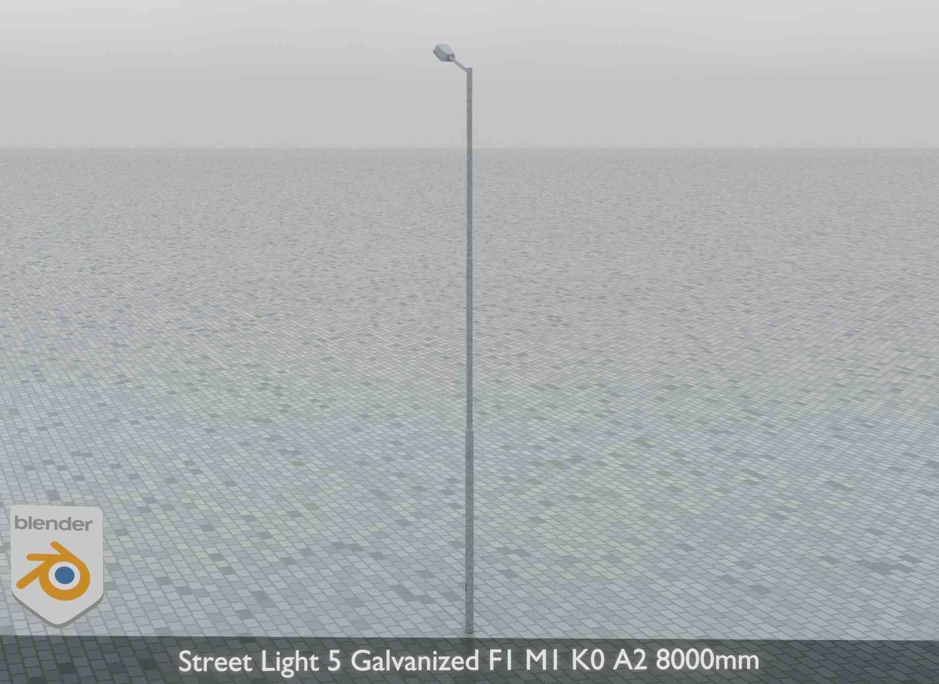 Street Light 5 Galvanized F1 M1 K0 A2 8000mm Low-poly 3D model_6
