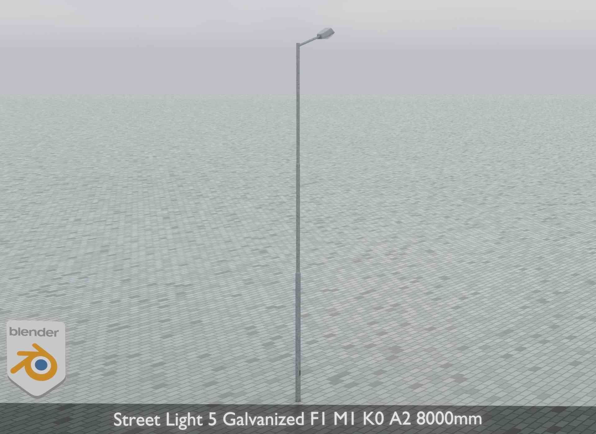Street Light 5 Galvanized F1 M1 K0 A2 8000mm Low-poly 3D model_10