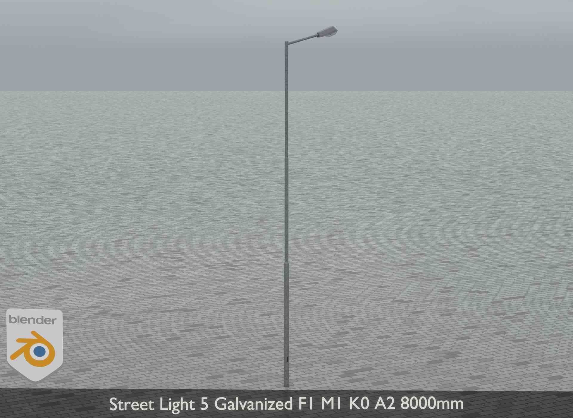 Street Light 5 Galvanized F1 M1 K0 A2 8000mm Low-poly 3D model_12