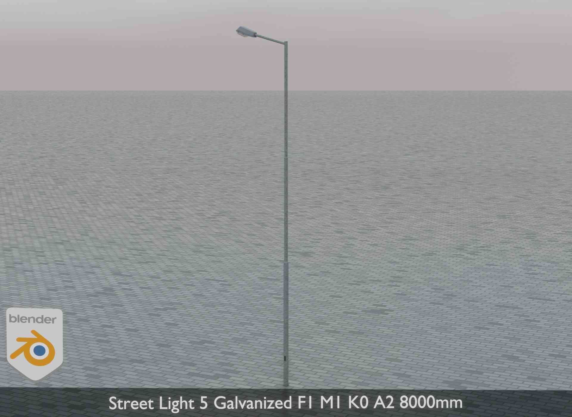 Street Light 5 Galvanized F1 M1 K0 A2 8000mm Low-poly 3D model_3