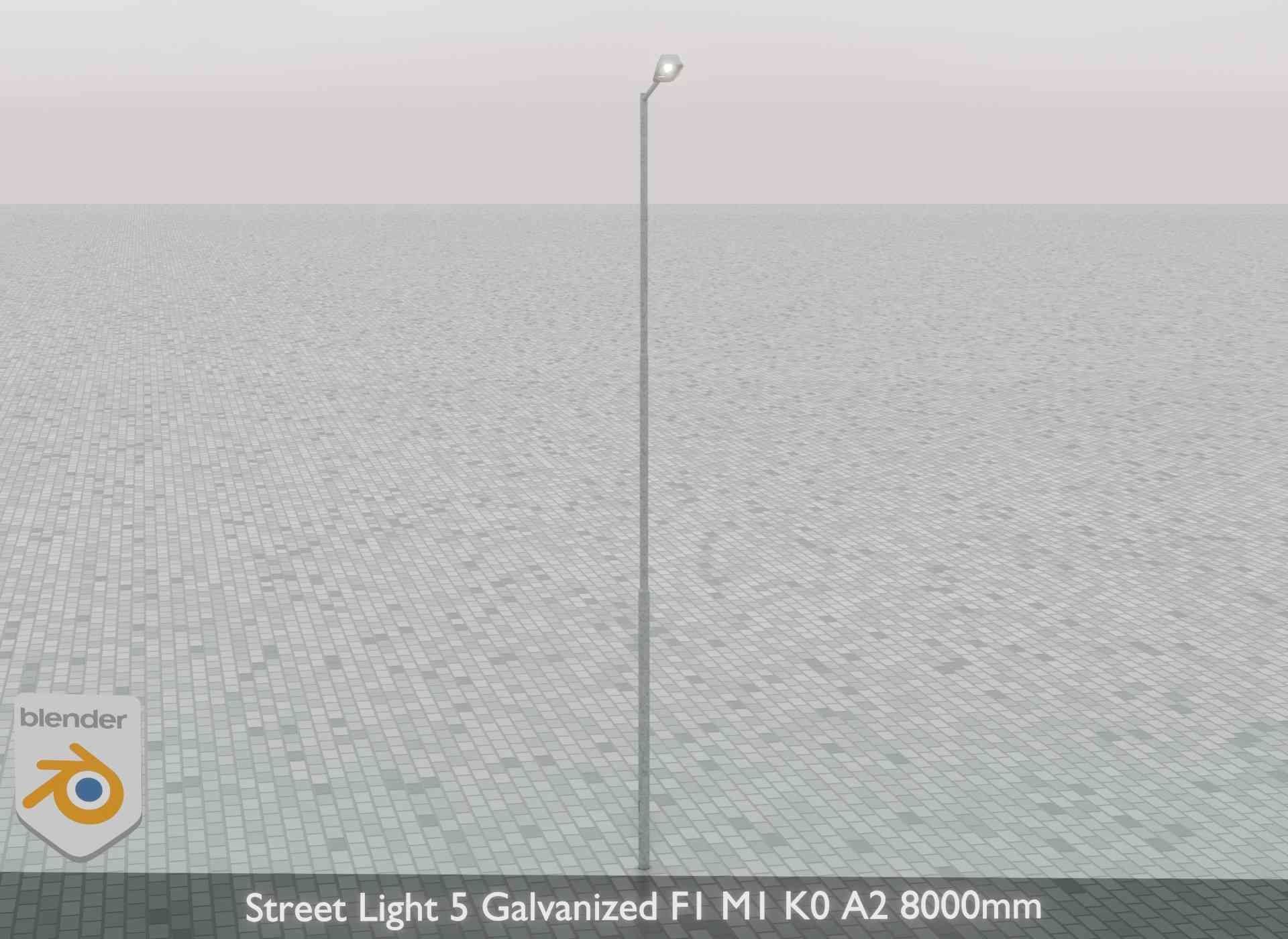 Street Light 5 Galvanized F1 M1 K0 A2 8000mm Low-poly 3D model_45