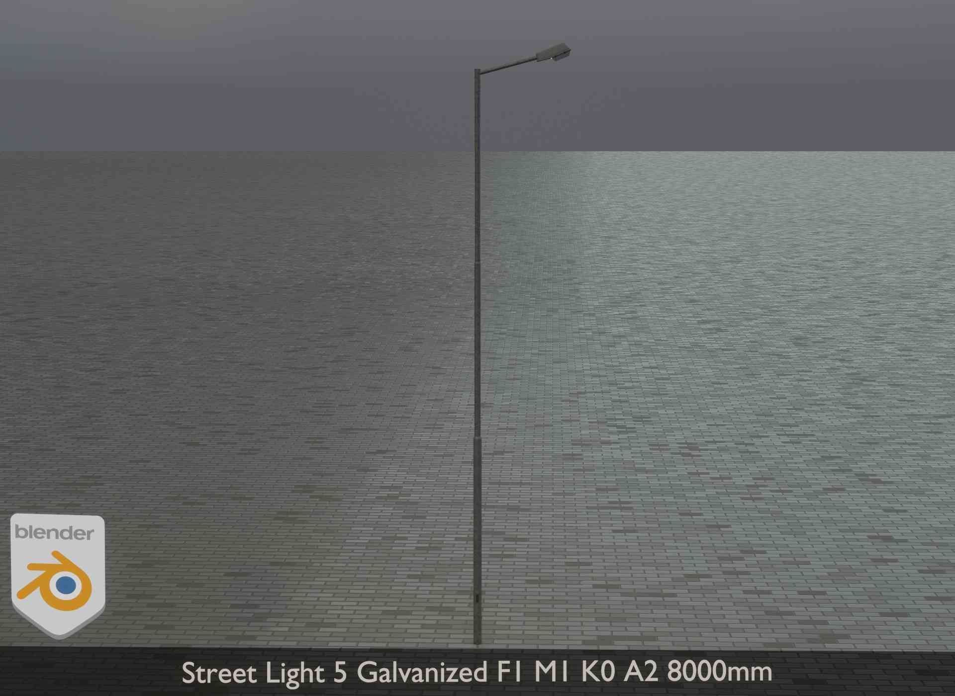 Street Light 5 Galvanized F1 M1 K0 A2 8000mm Low-poly 3D model_14
