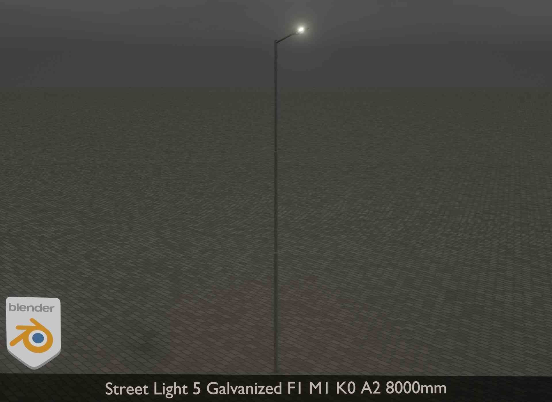 Street Light 5 Galvanized F1 M1 K0 A2 8000mm Low-poly 3D model_18