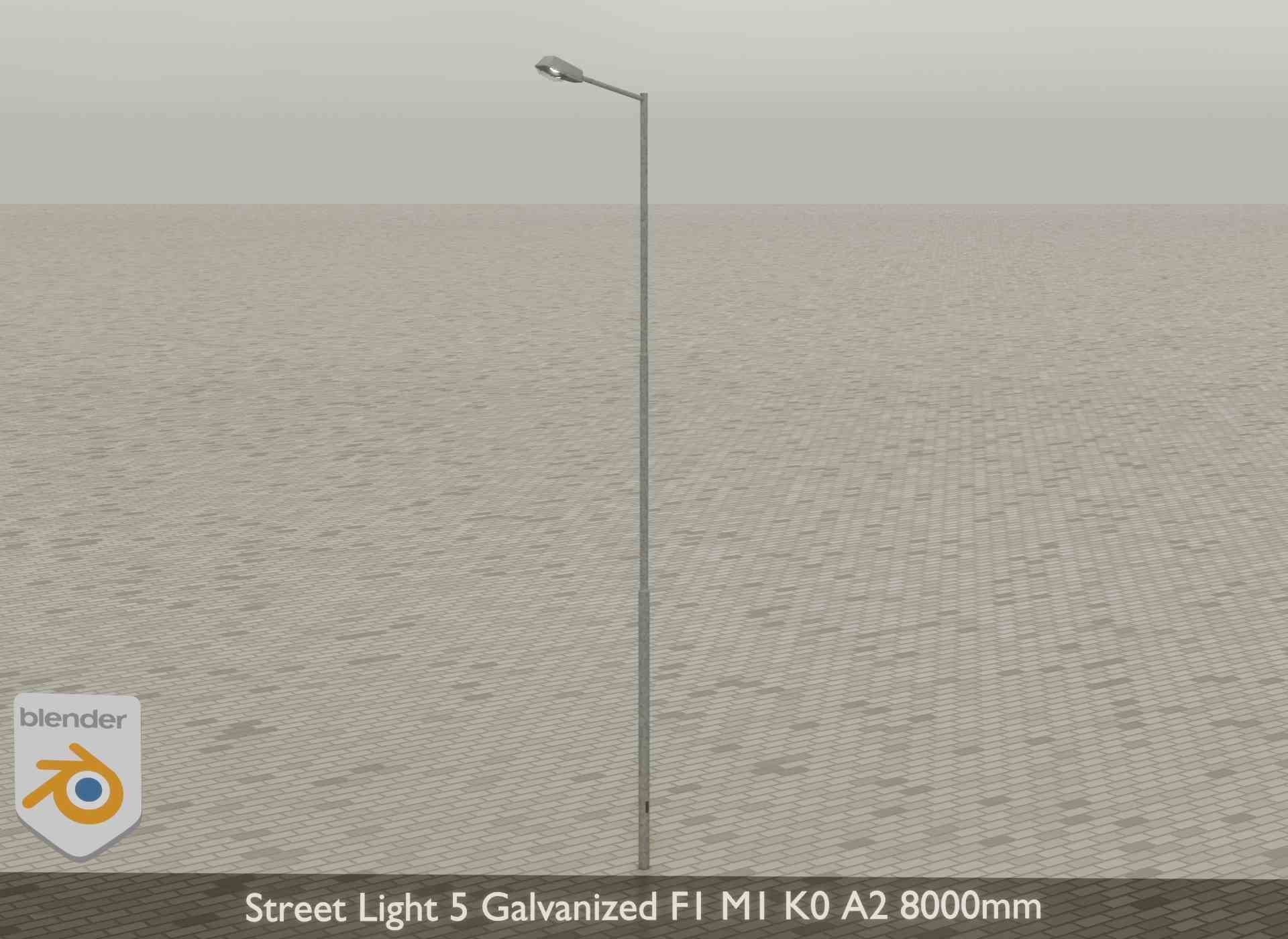 Street Light 5 Galvanized F1 M1 K0 A2 8000mm Low-poly 3D model_24