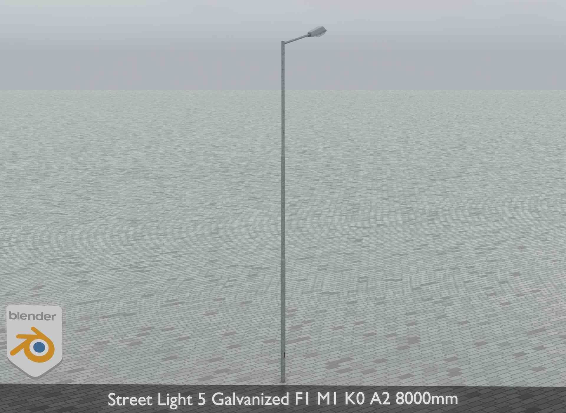 Street Light 5 Galvanized F1 M1 K0 A2 8000mm Low-poly 3D model_11