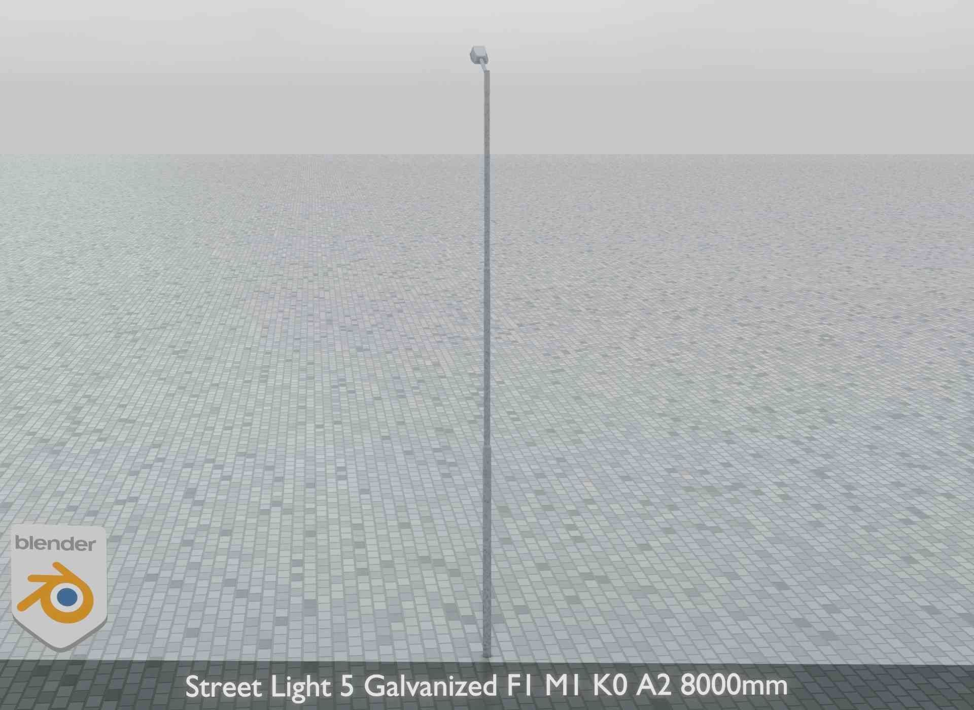 Street Light 5 Galvanized F1 M1 K0 A2 8000mm Low-poly 3D model_7