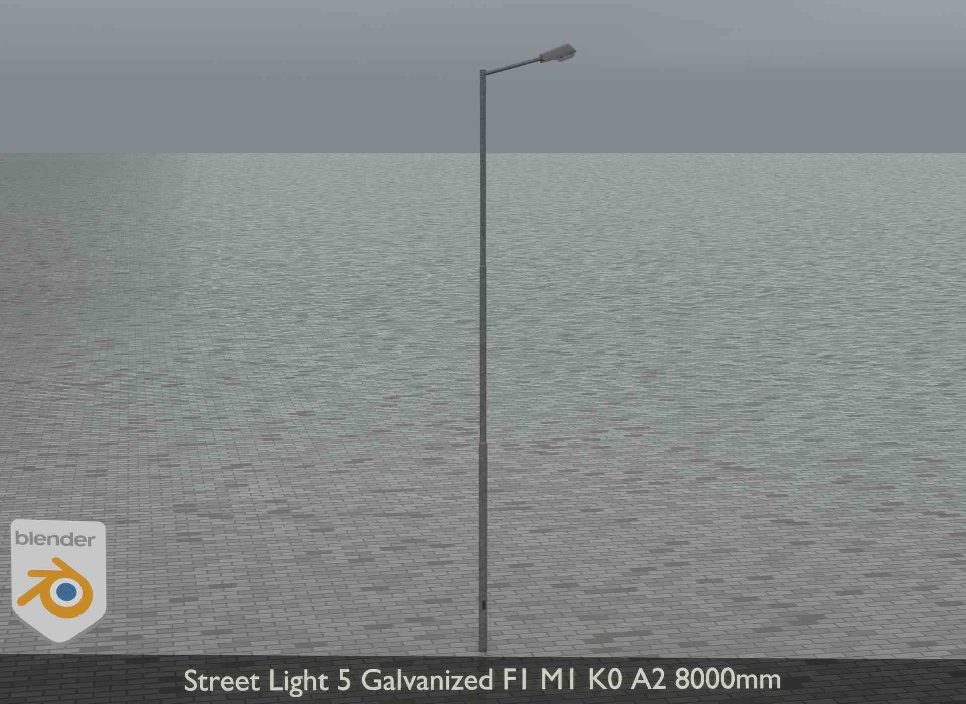 Street Light 5 Galvanized F1 M1 K0 A2 8000mm Low-poly 3D model_13