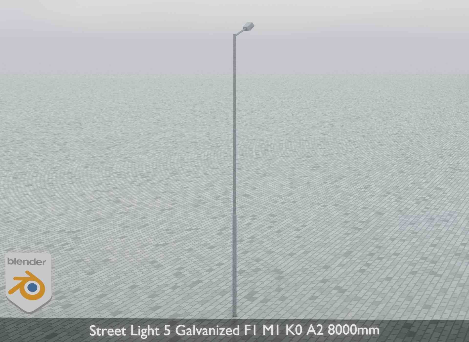 Street Light 5 Galvanized F1 M1 K0 A2 8000mm Low-poly 3D model_9