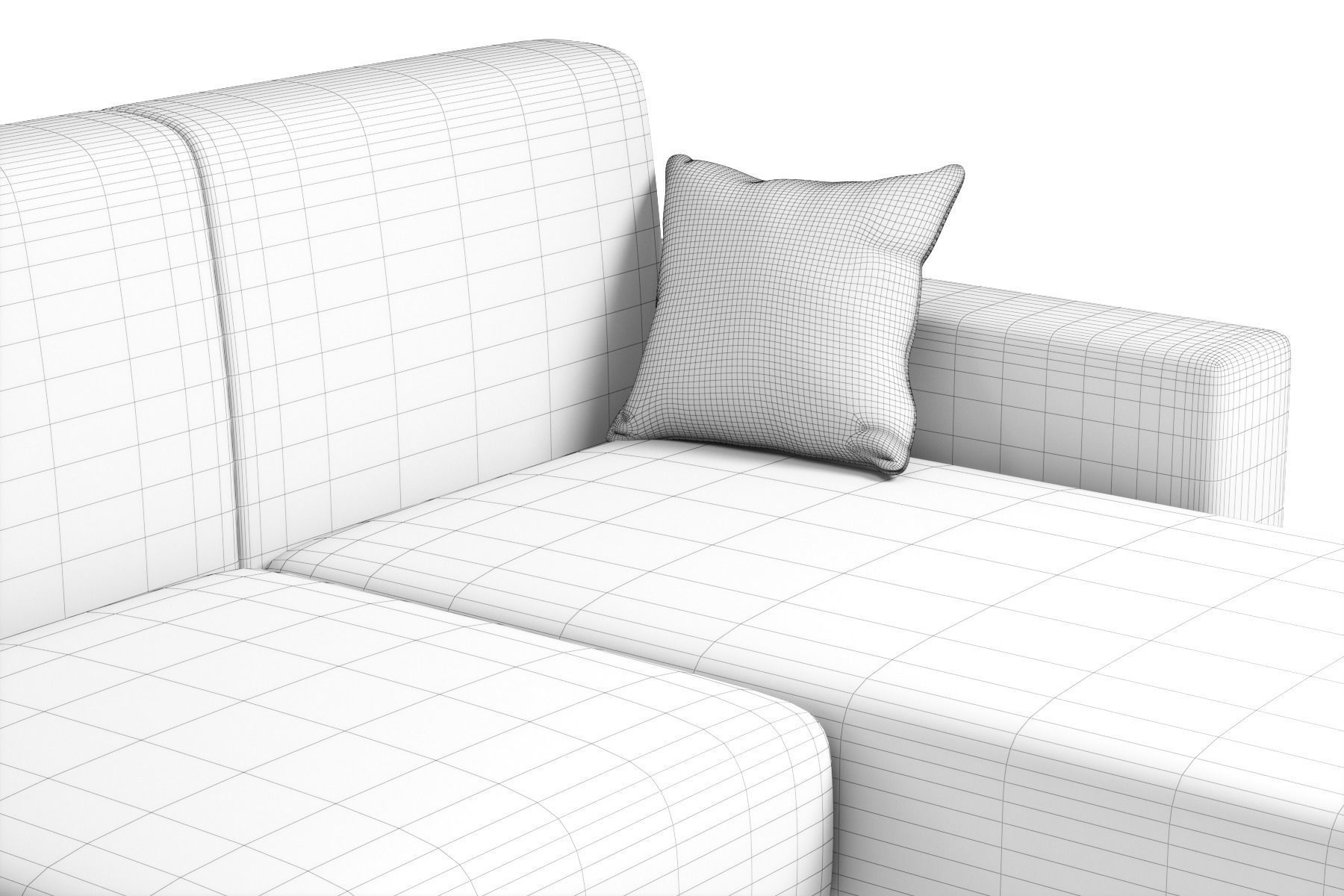 Corner Sofa With Pillows Three Seats 3D model_12