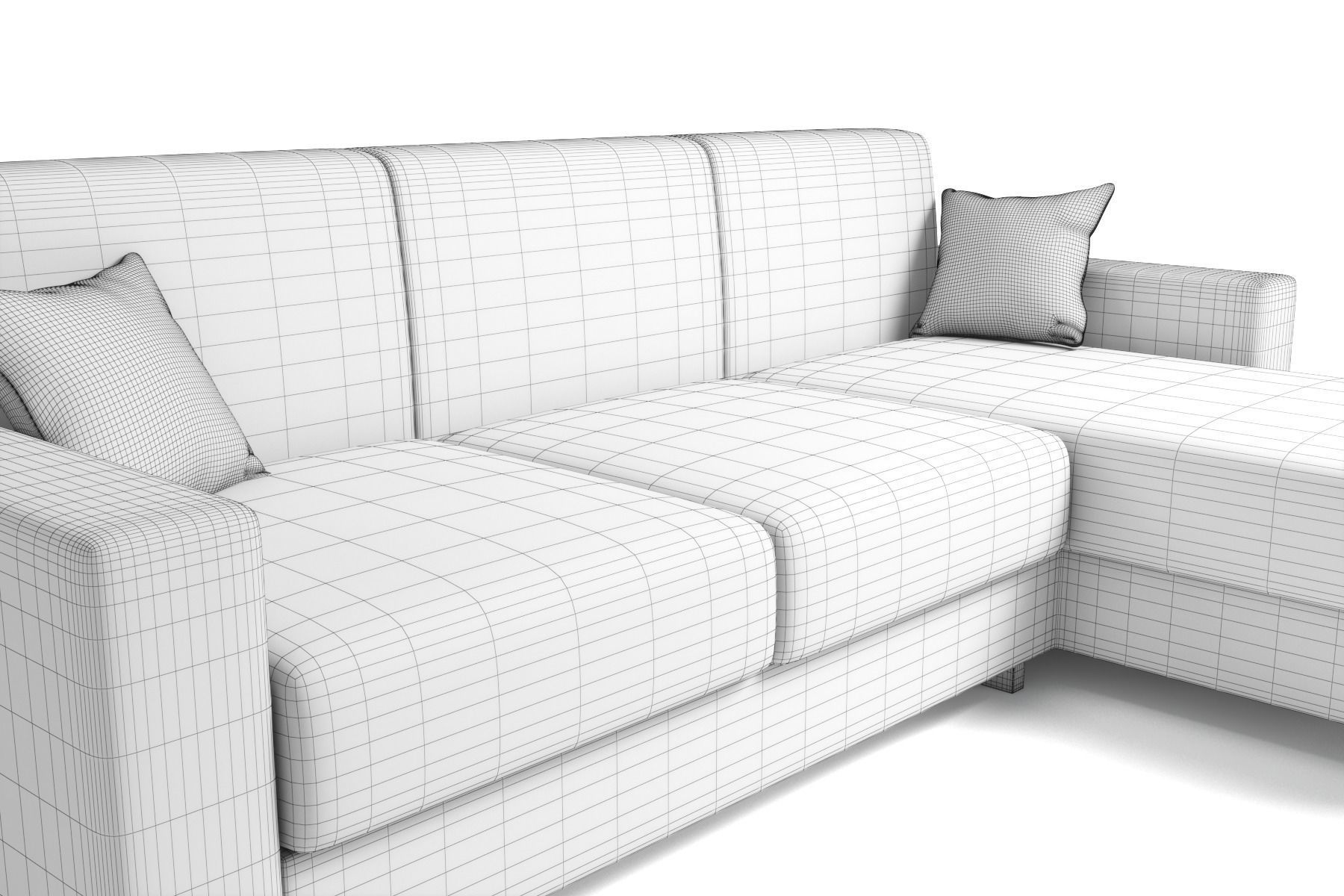 Corner Sofa With Pillows Three Seats 3D model_11