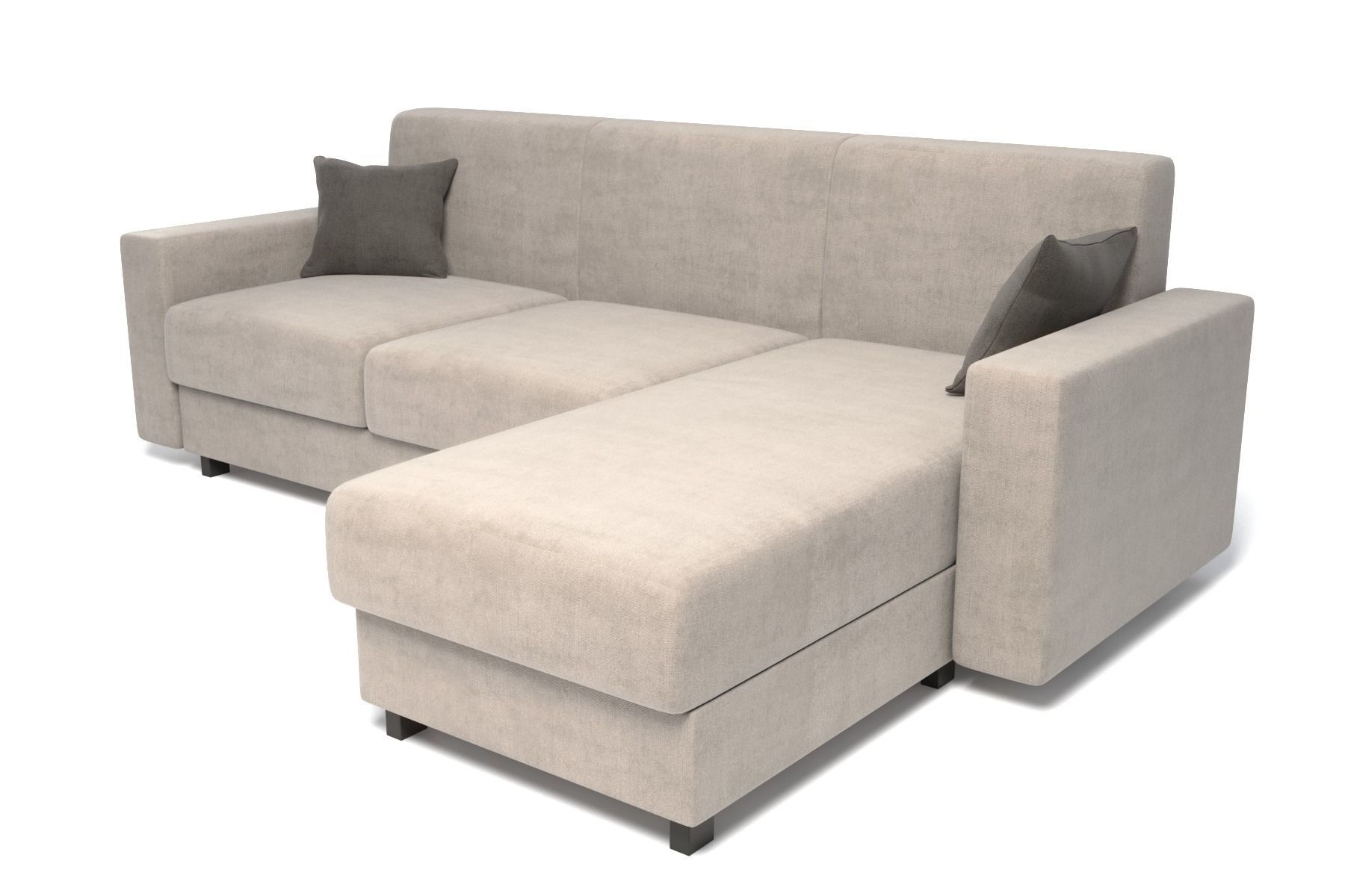 Corner Sofa With Pillows Three Seats 3D model_3