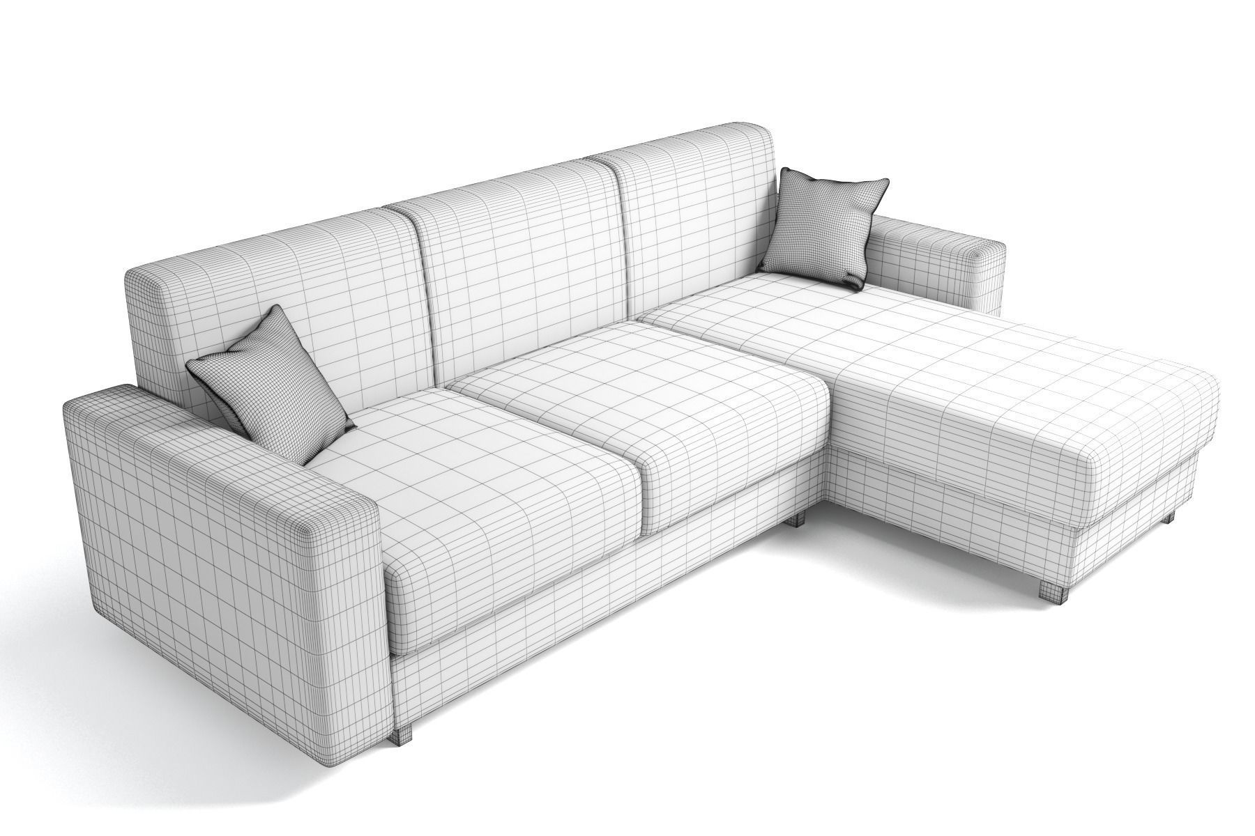 Corner Sofa With Pillows Three Seats 3D model_10
