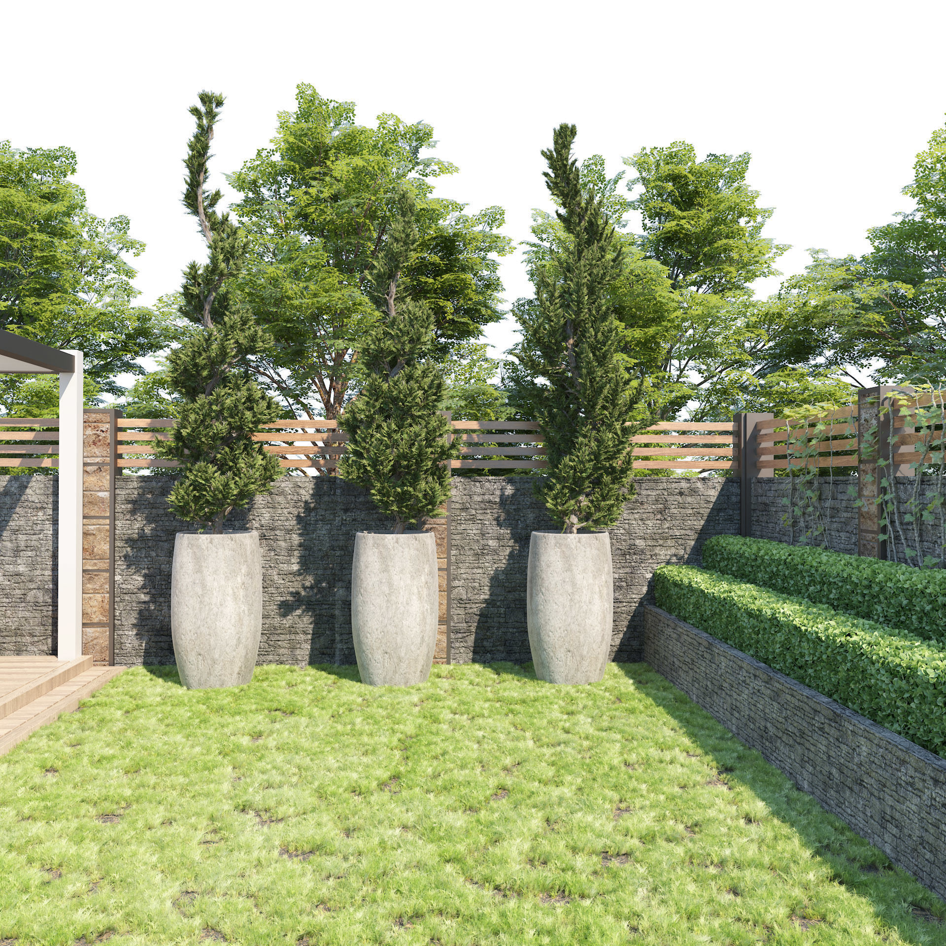 House garden landscape 3d model Low-poly 3D model_4