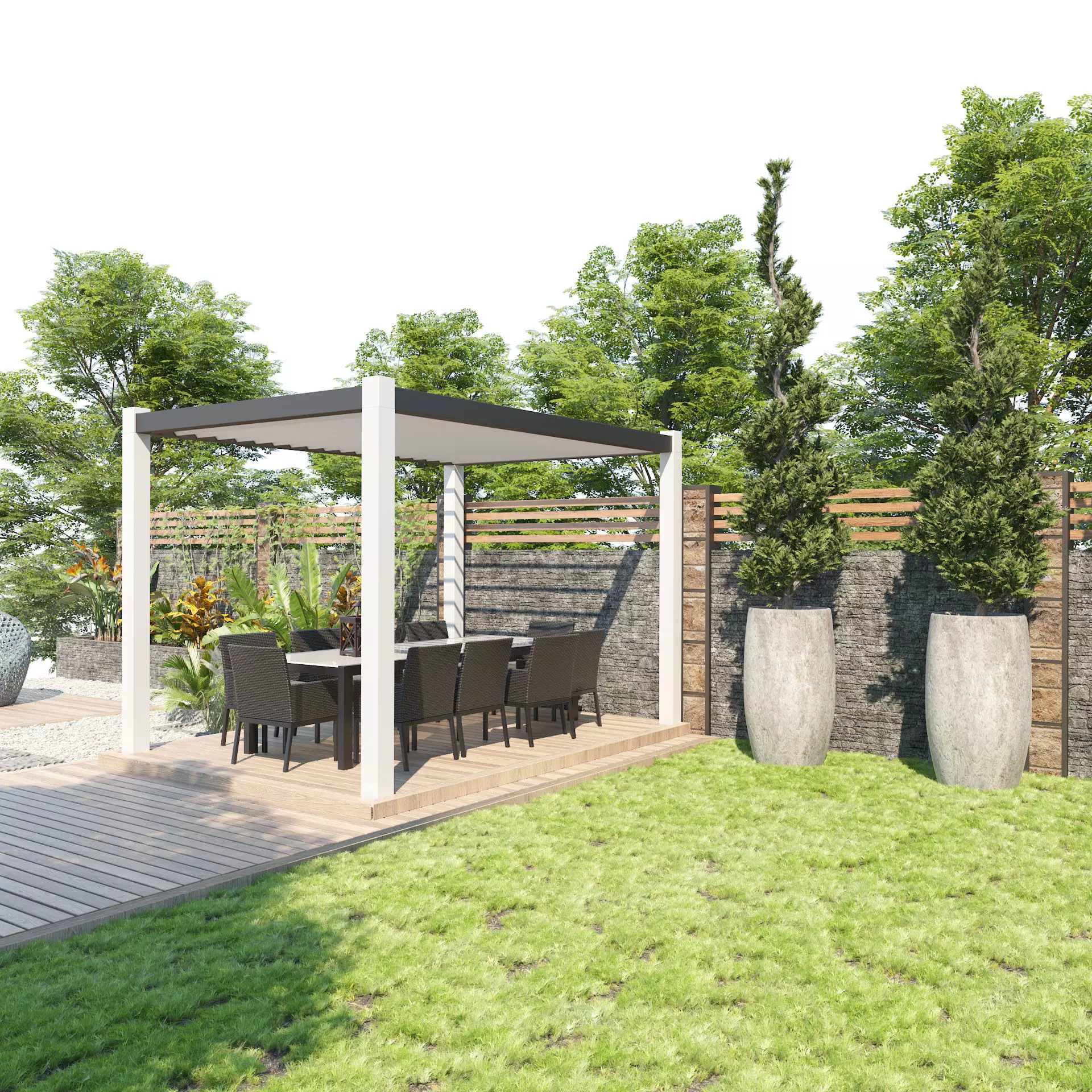 House garden landscape 3d model Low-poly 3D model_0