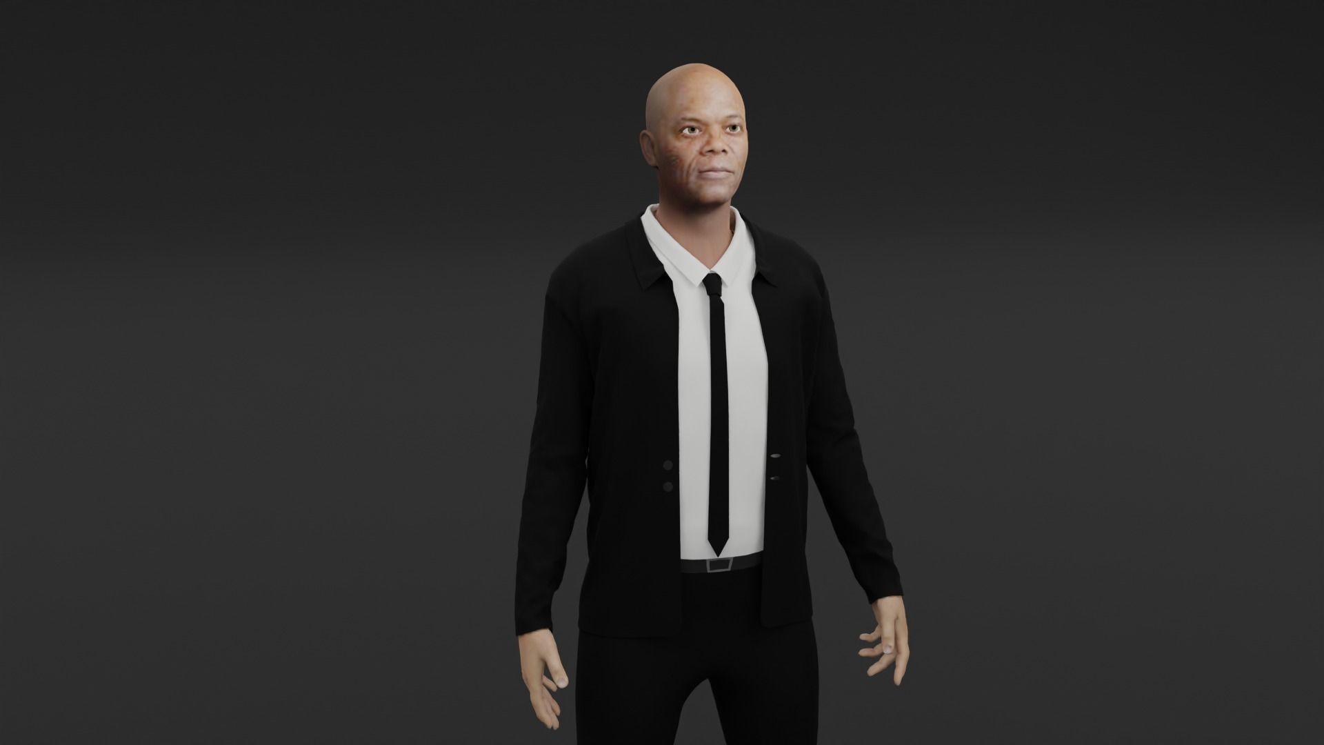 Samuel L Jackson Low-poly 3D model_4