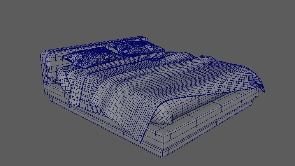 Wooden bed 3D model_4