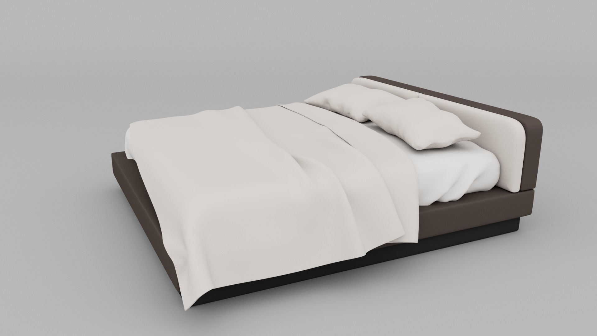 Wooden bed 3D model_2