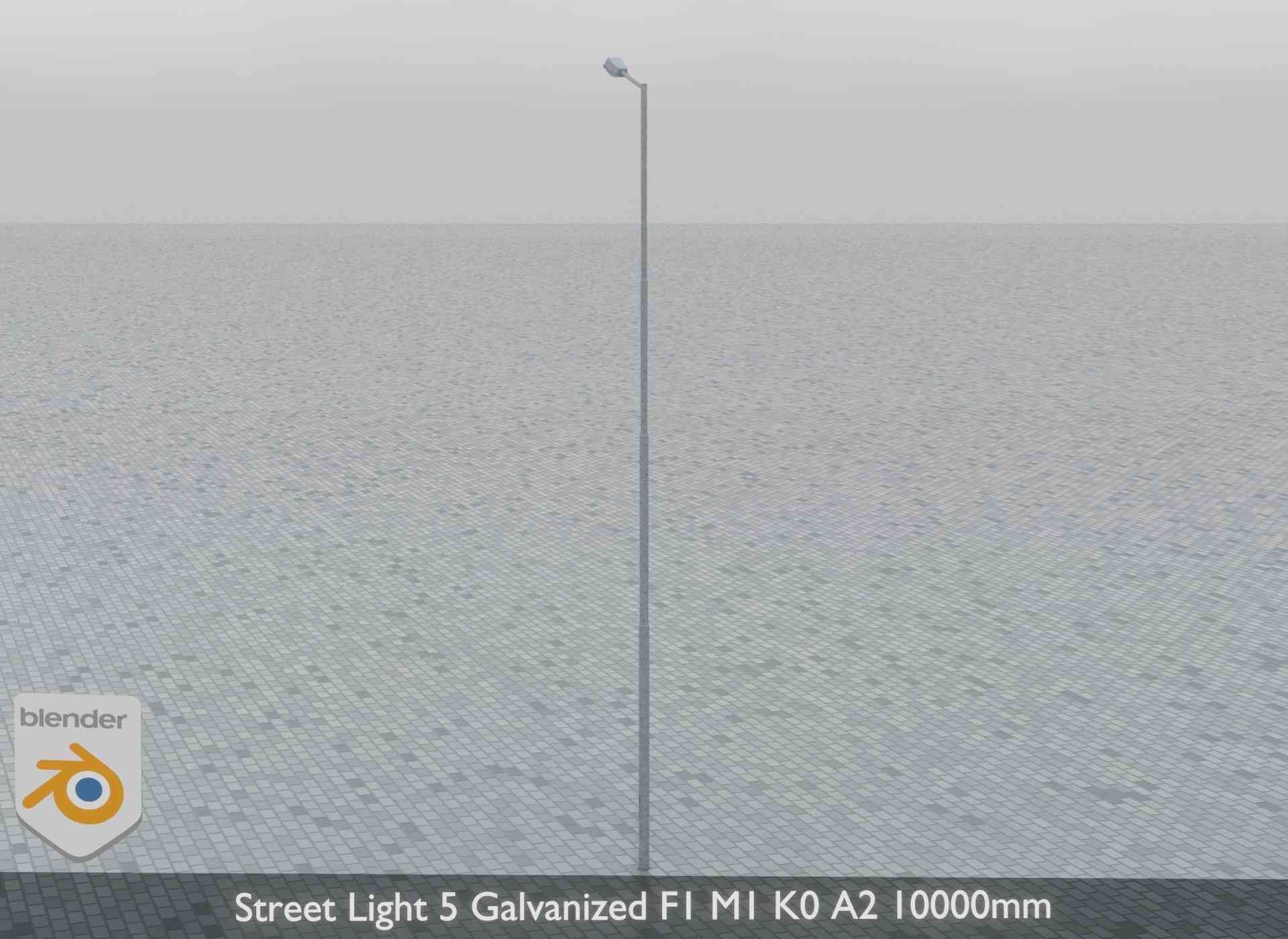 Street Light 5 Galvanized F1 M1 K0 A2 10000mm Low-poly 3D model_5