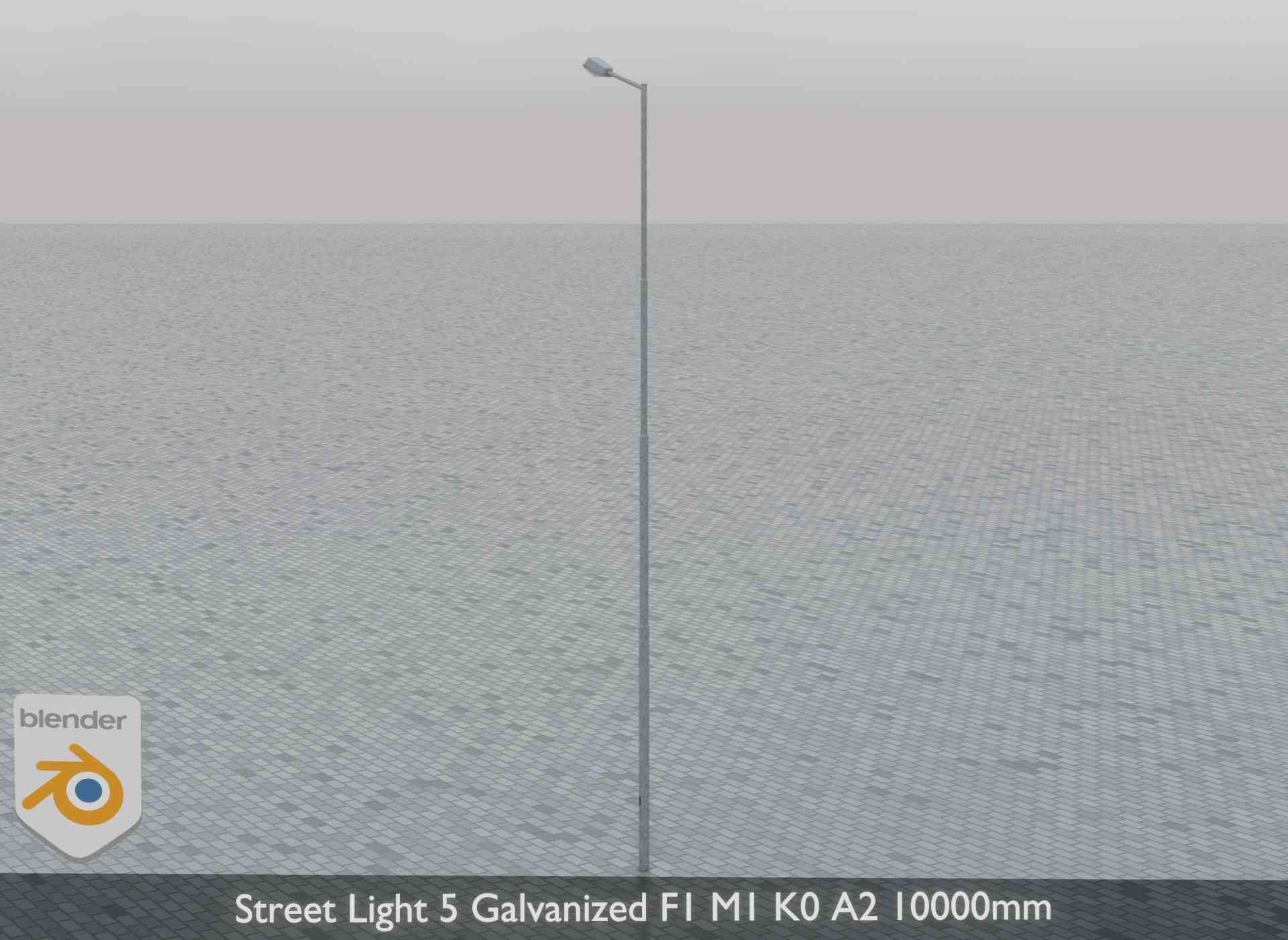 Street Light 5 Galvanized F1 M1 K0 A2 10000mm Low-poly 3D model_4