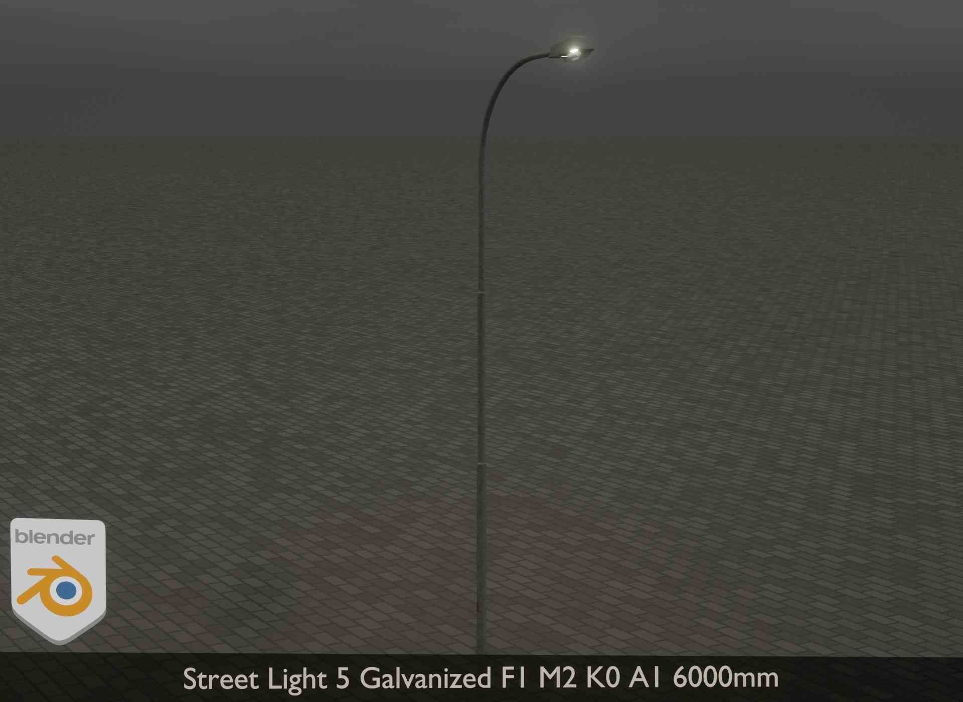 Street Light 5 Galvanized F1 M2 K0 A1 6000mm Low-poly 3D model_17