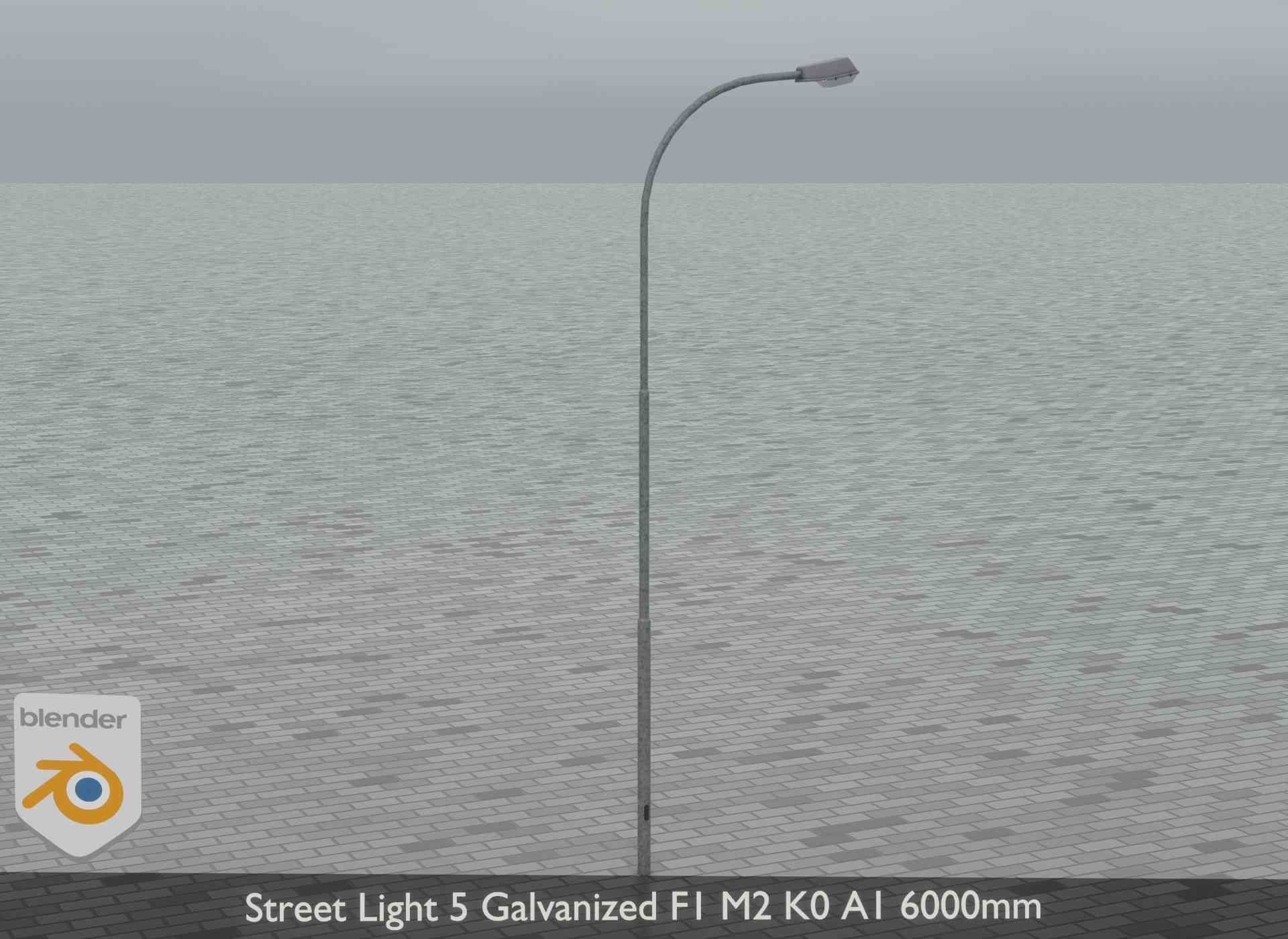 Street Light 5 Galvanized F1 M2 K0 A1 6000mm Low-poly 3D model_11