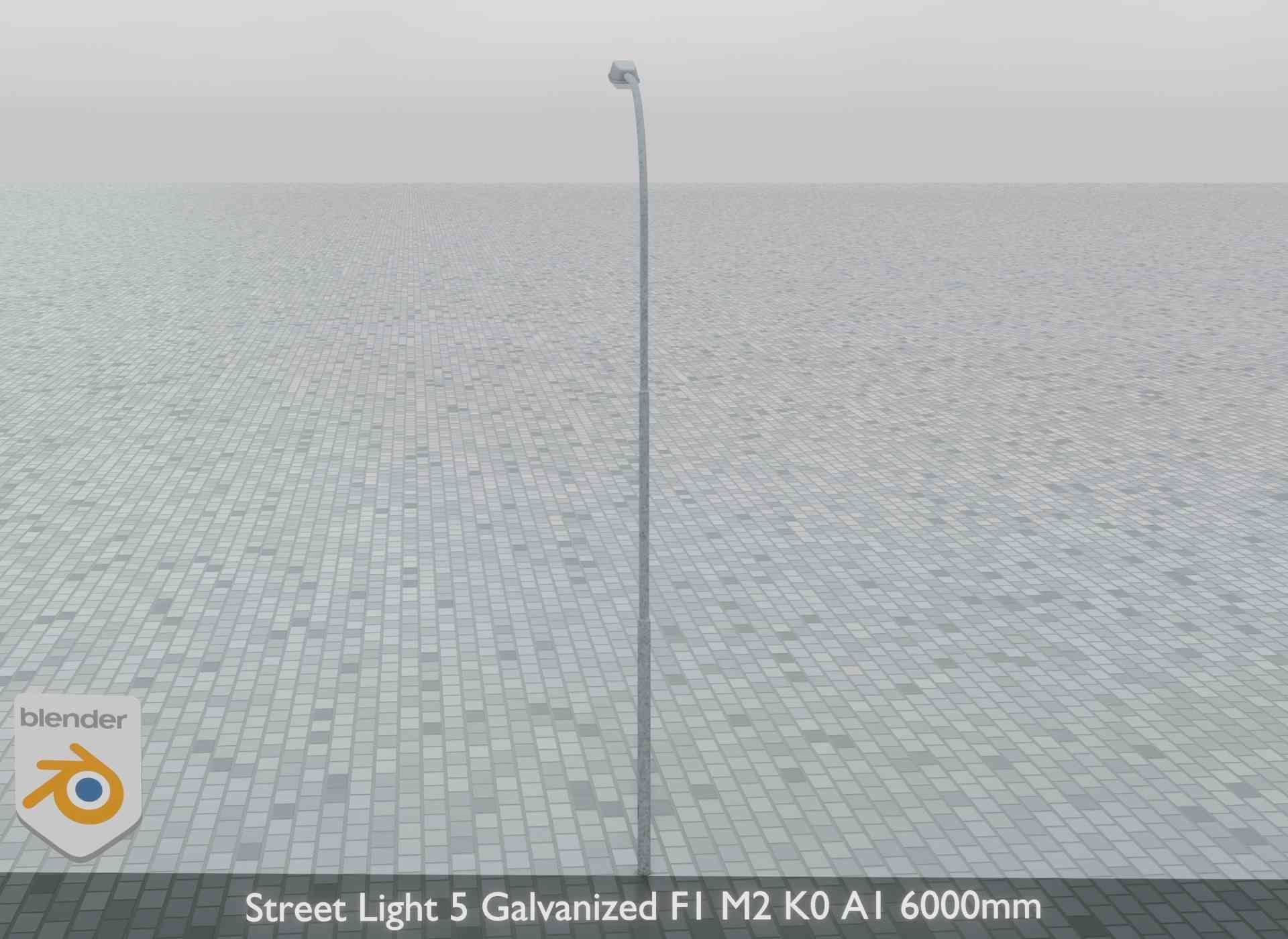 Street Light 5 Galvanized F1 M2 K0 A1 6000mm Low-poly 3D model_6