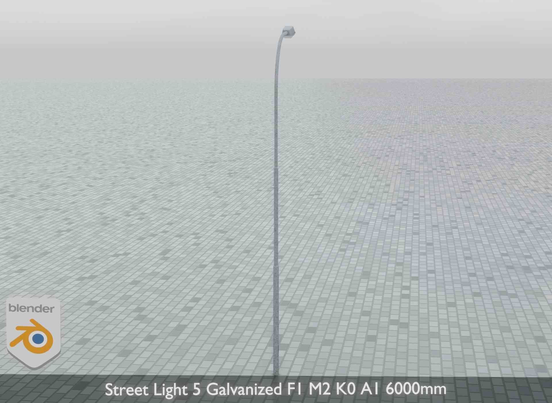 Street Light 5 Galvanized F1 M2 K0 A1 6000mm Low-poly 3D model_7