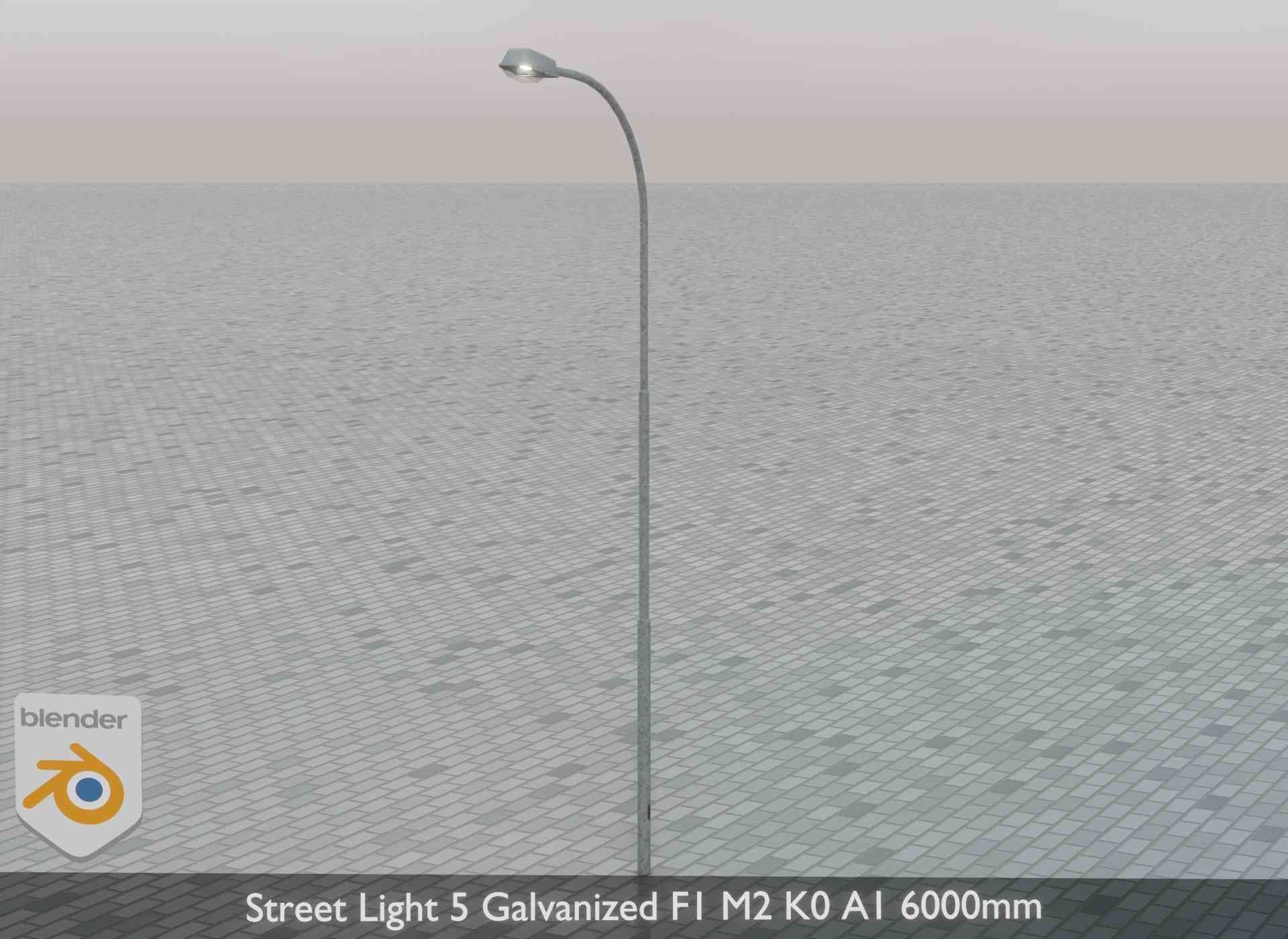 Street Light 5 Galvanized F1 M2 K0 A1 6000mm Low-poly 3D model_47