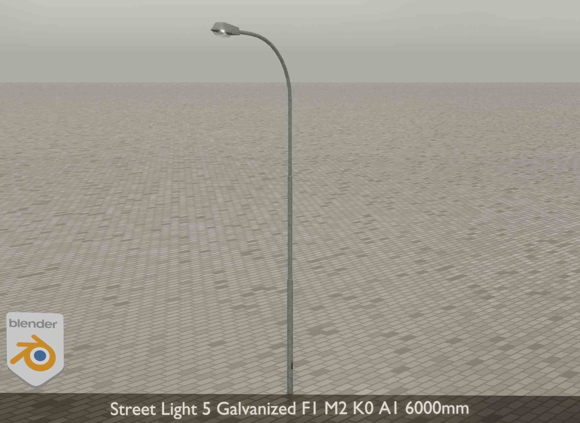 Street Light 5 Galvanized F1 M2 K0 A1 6000mm Low-poly 3D model_22