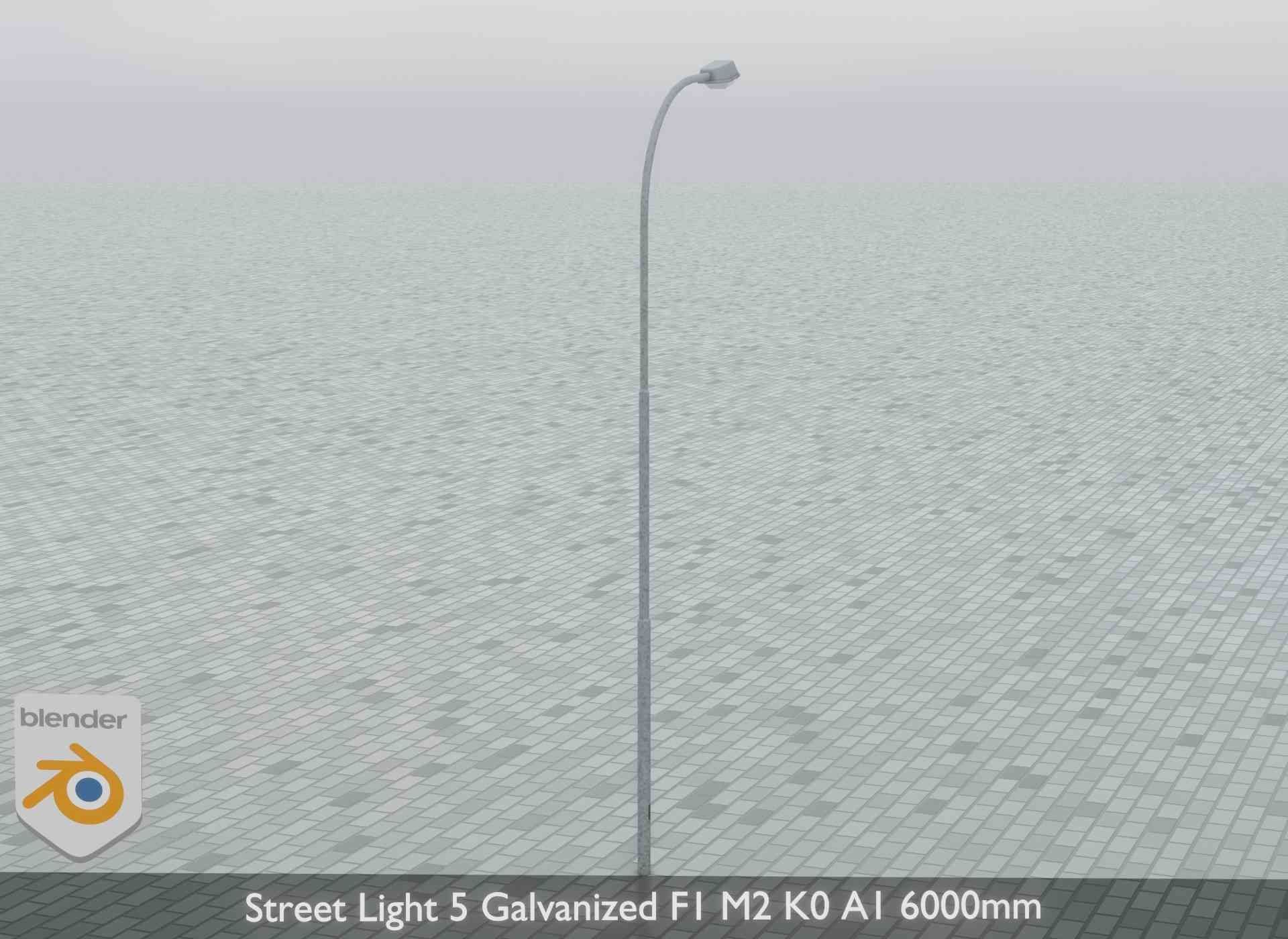 Street Light 5 Galvanized F1 M2 K0 A1 6000mm Low-poly 3D model_8