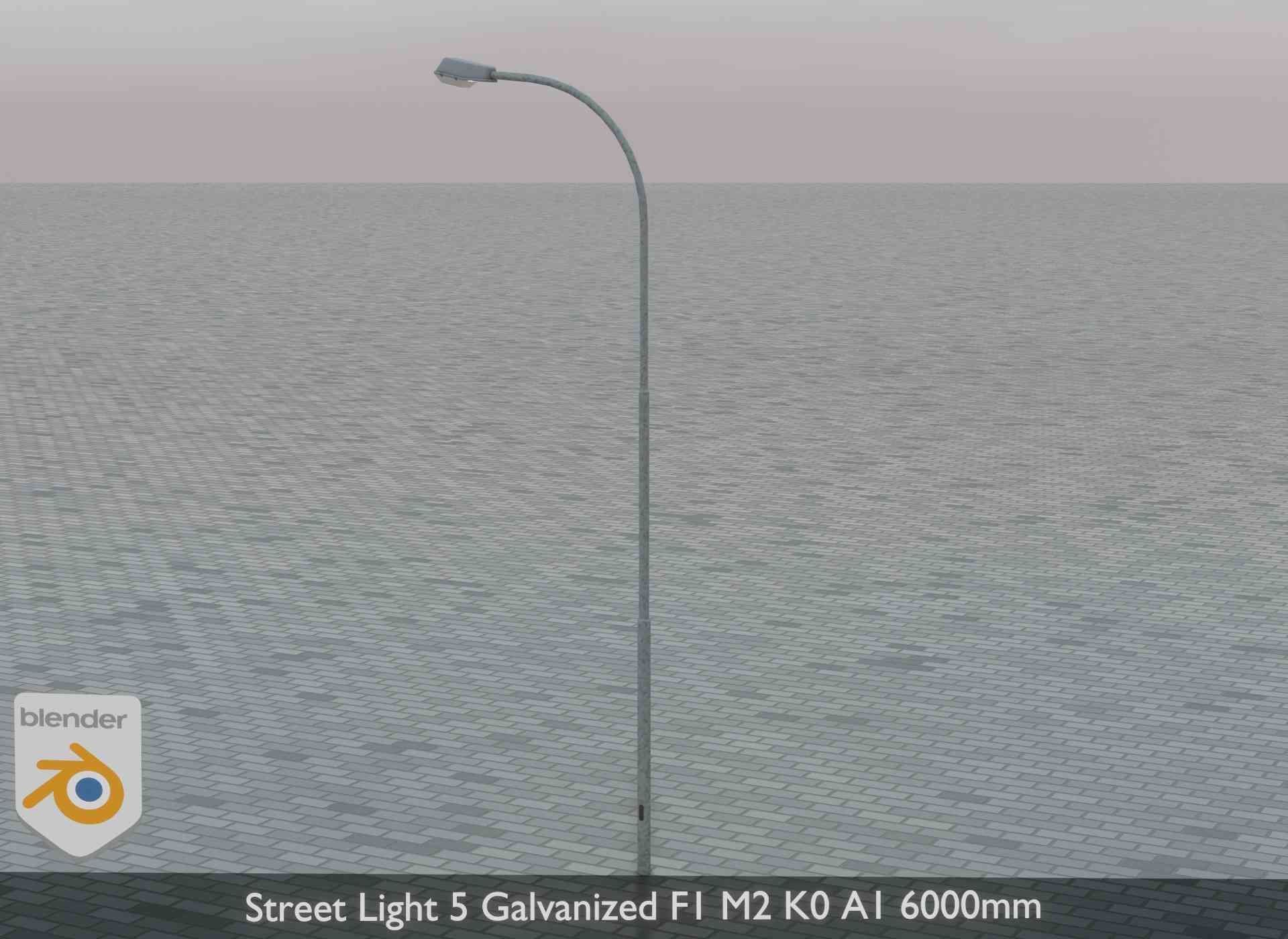 Street Light 5 Galvanized F1 M2 K0 A1 6000mm Low-poly 3D model_2