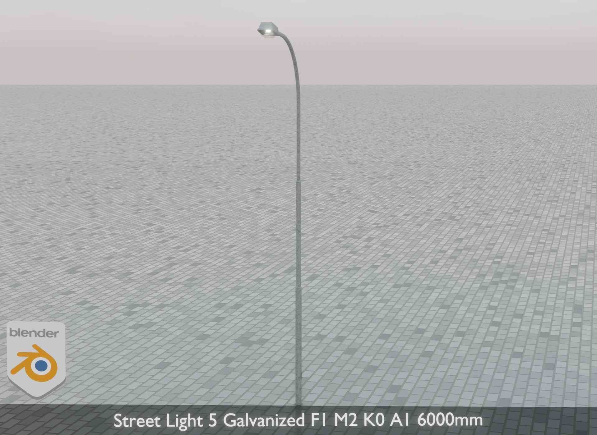 Street Light 5 Galvanized F1 M2 K0 A1 6000mm Low-poly 3D model_46