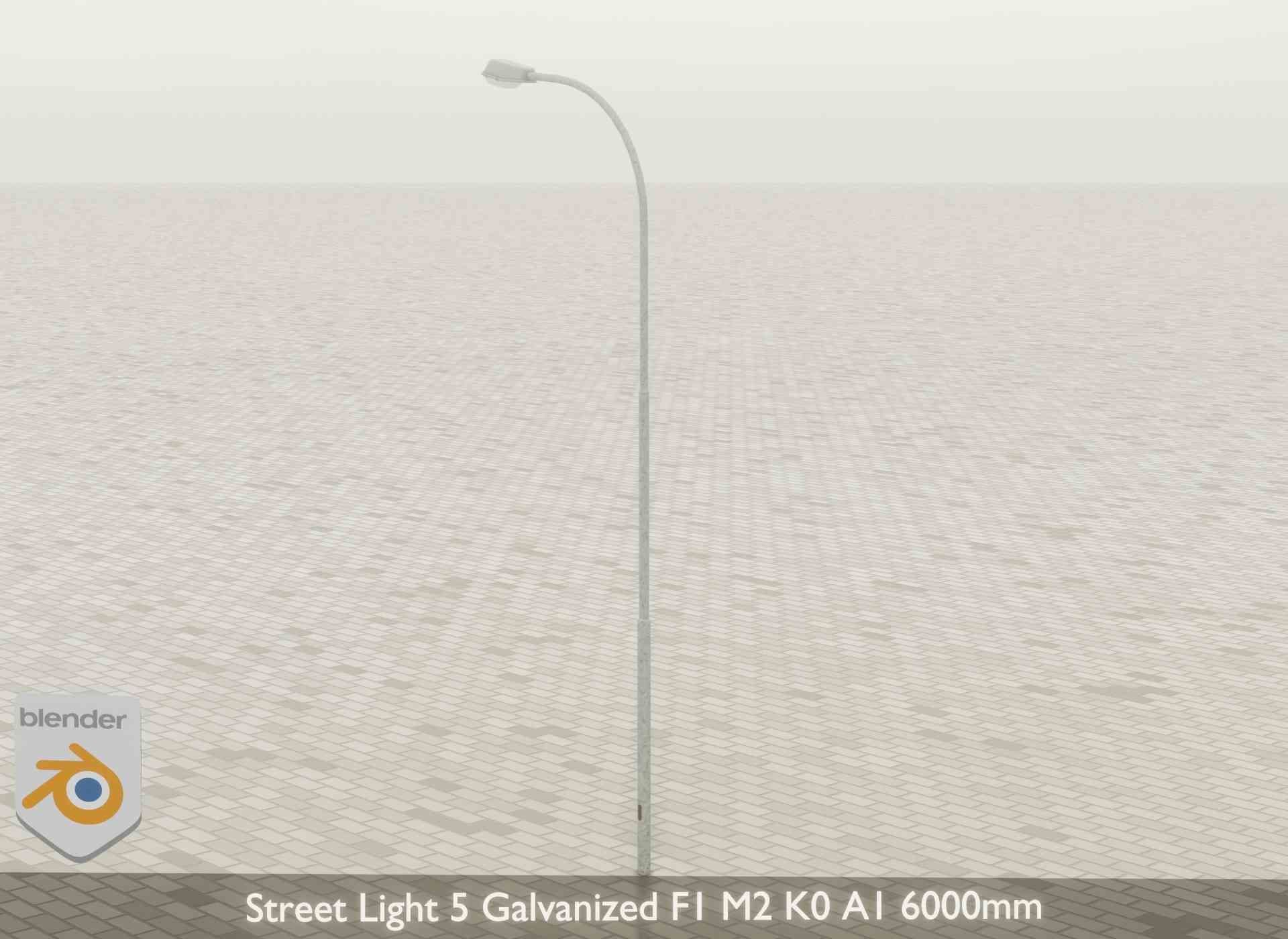 Street Light 5 Galvanized F1 M2 K0 A1 6000mm Low-poly 3D model_29