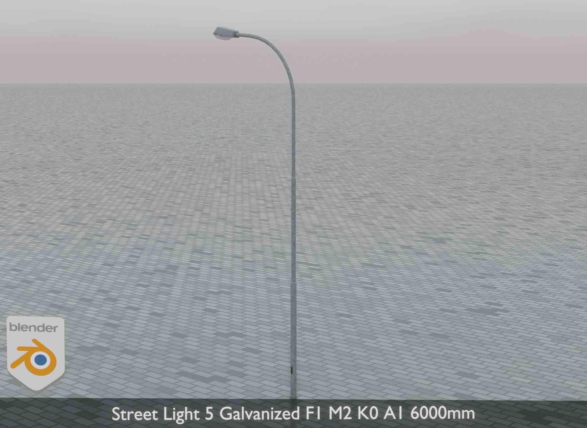 Street Light 5 Galvanized F1 M2 K0 A1 6000mm Low-poly 3D model_3