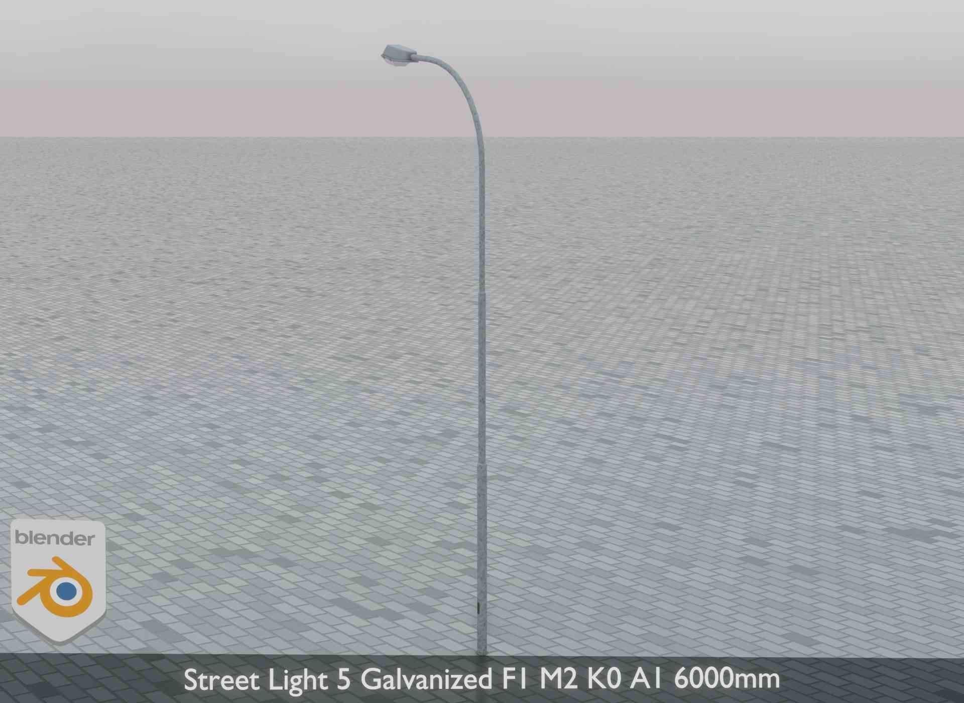 Street Light 5 Galvanized F1 M2 K0 A1 6000mm Low-poly 3D model_4