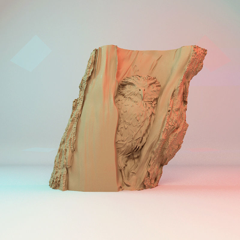 Owl in the hollow 3d stl Model CNC Router Engraver 3D print model_1