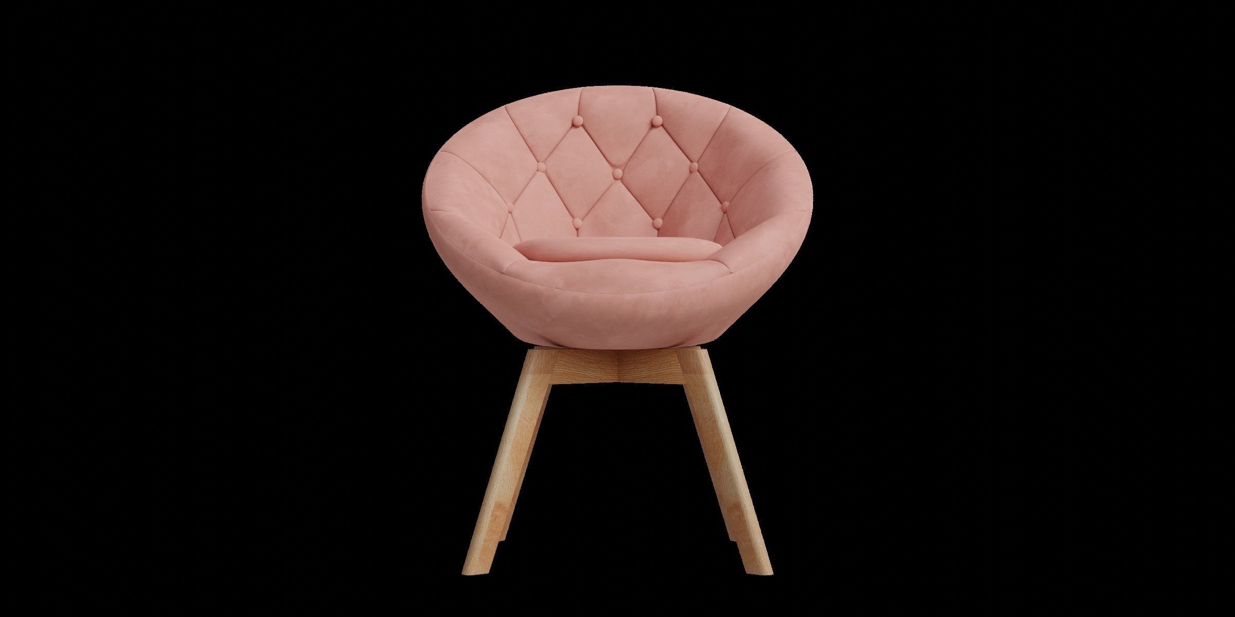 Velvet Round Accent Chair 3D model_3