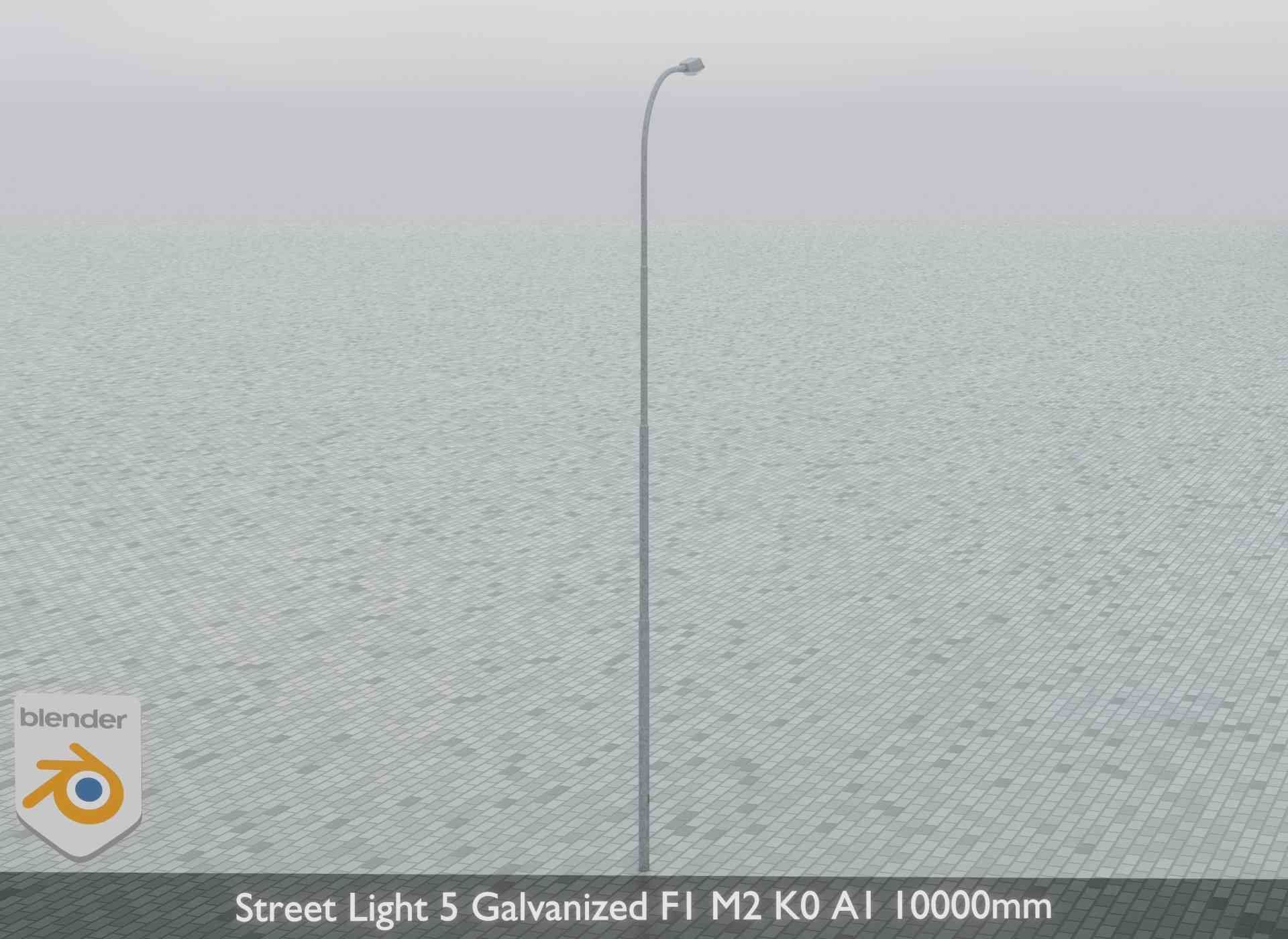 Street Light 5 Galvanized F1 M2 K0 A1 10000mm Low-poly 3D model_9