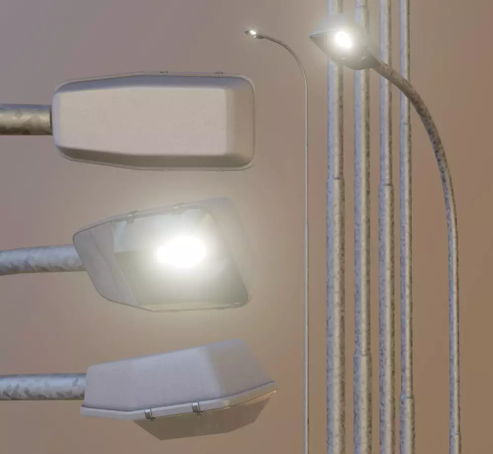 Street Light 5 Galvanized F1 M2 K0 A1 10000mm Low-poly 3D model_0