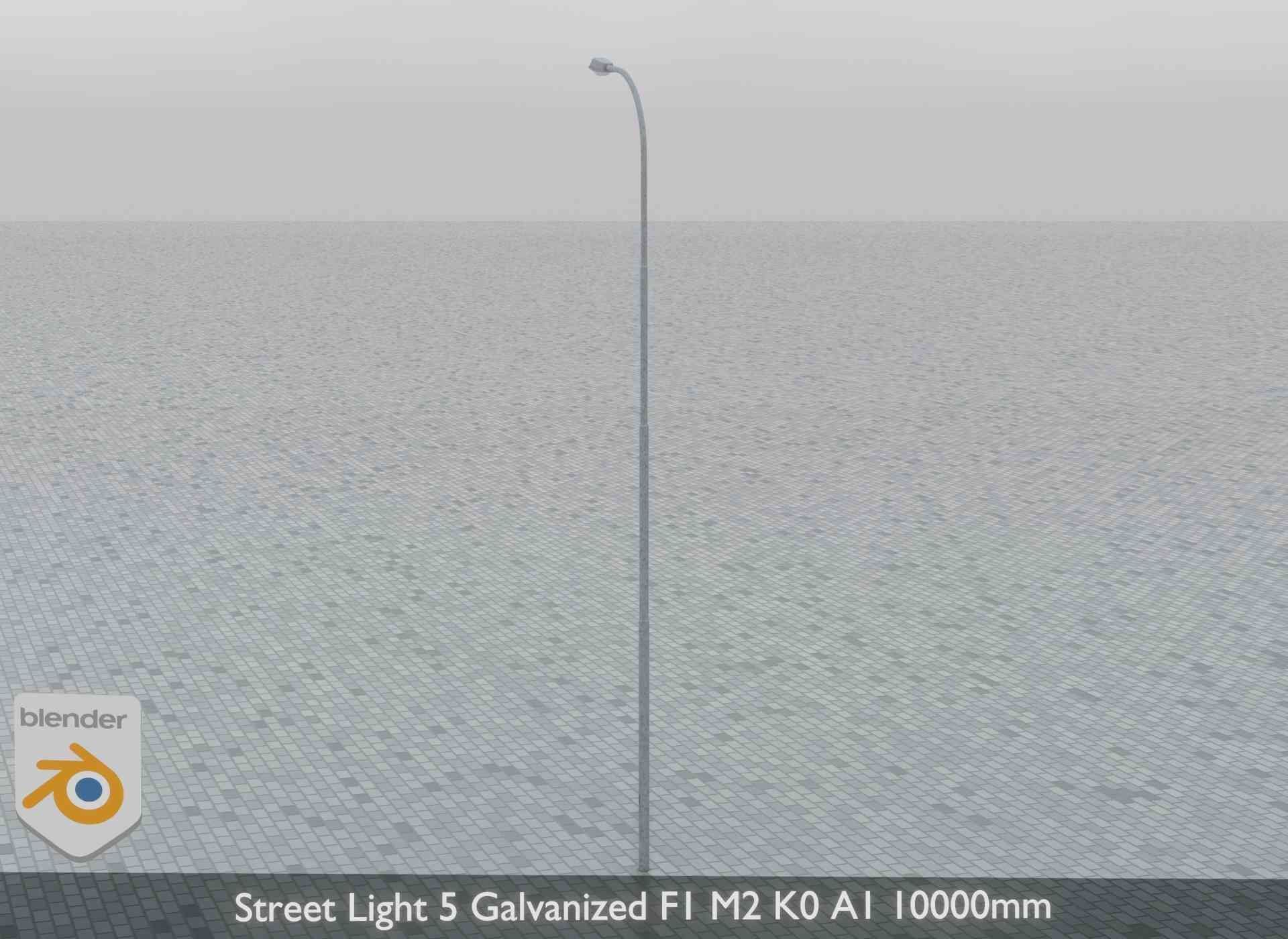Street Light 5 Galvanized F1 M2 K0 A1 10000mm Low-poly 3D model_6