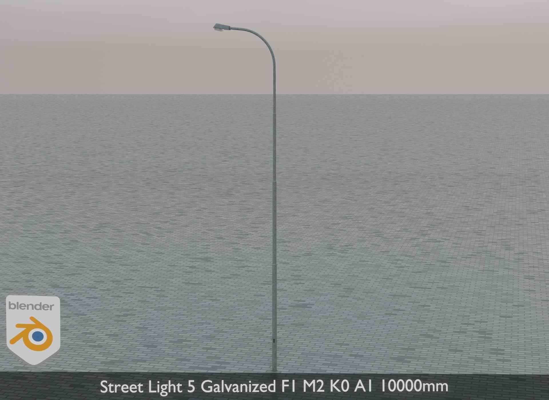 Street Light 5 Galvanized F1 M2 K0 A1 10000mm Low-poly 3D model_2