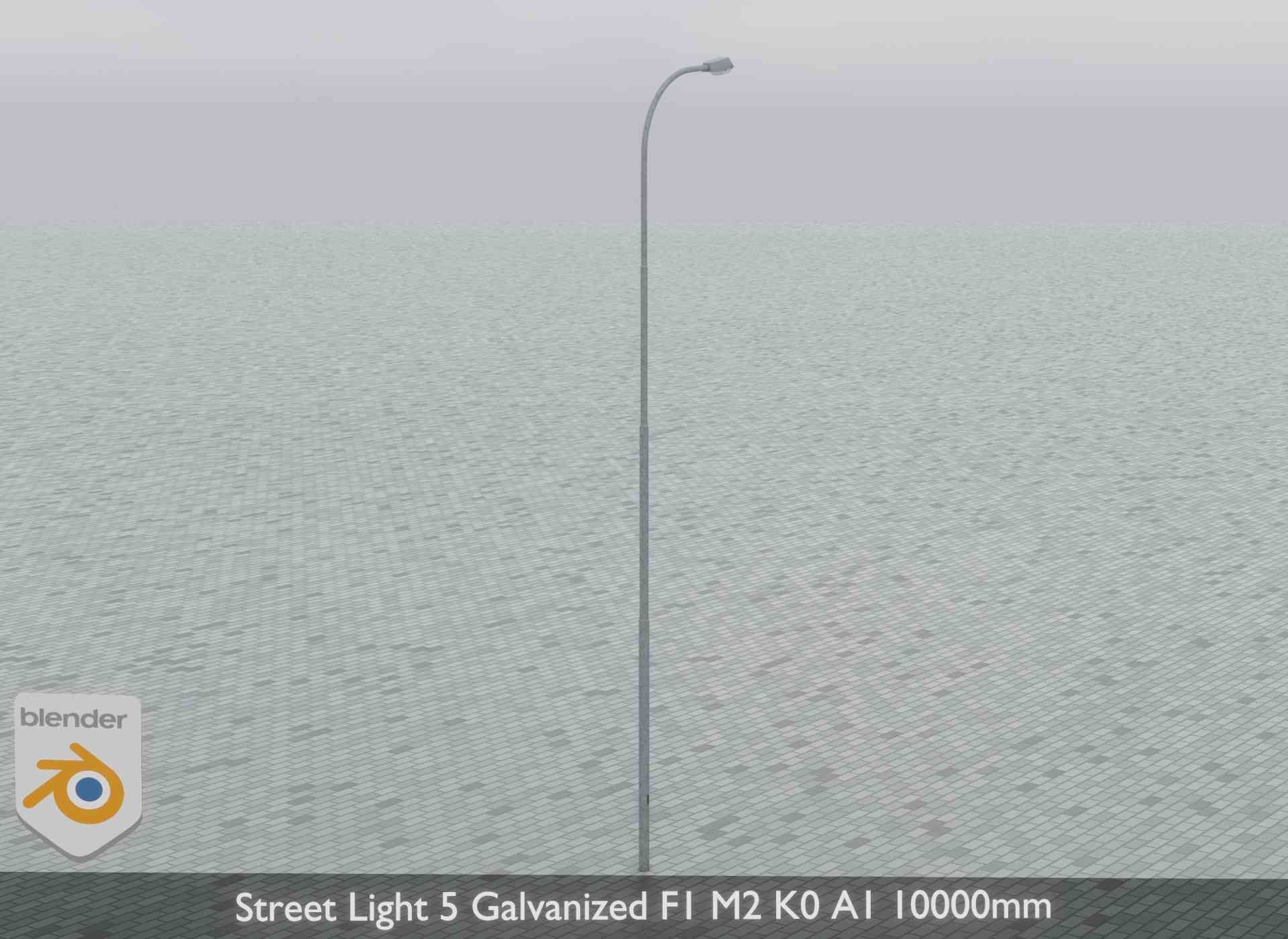Street Light 5 Galvanized F1 M2 K0 A1 10000mm Low-poly 3D model_10