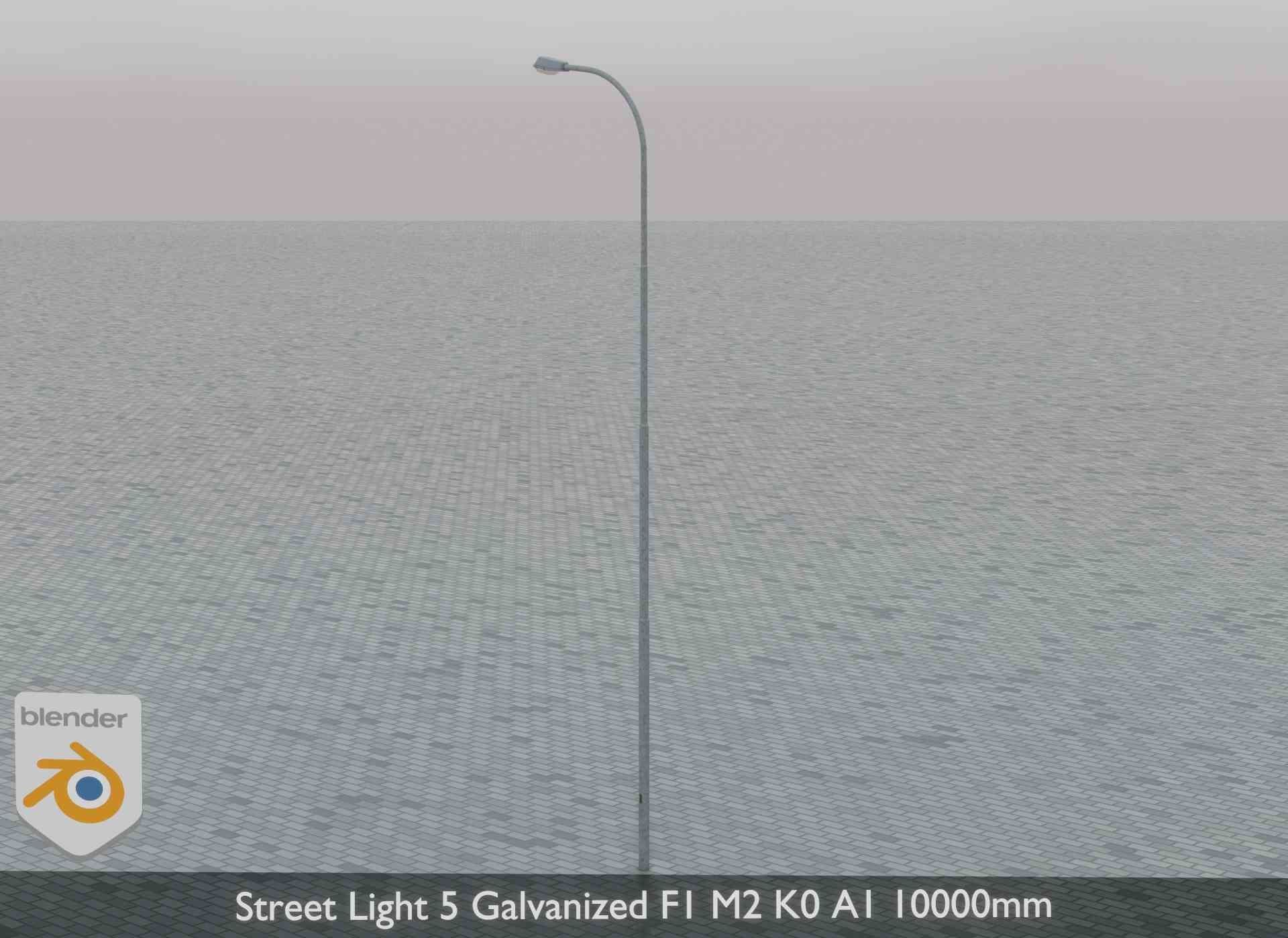 Street Light 5 Galvanized F1 M2 K0 A1 10000mm Low-poly 3D model_4