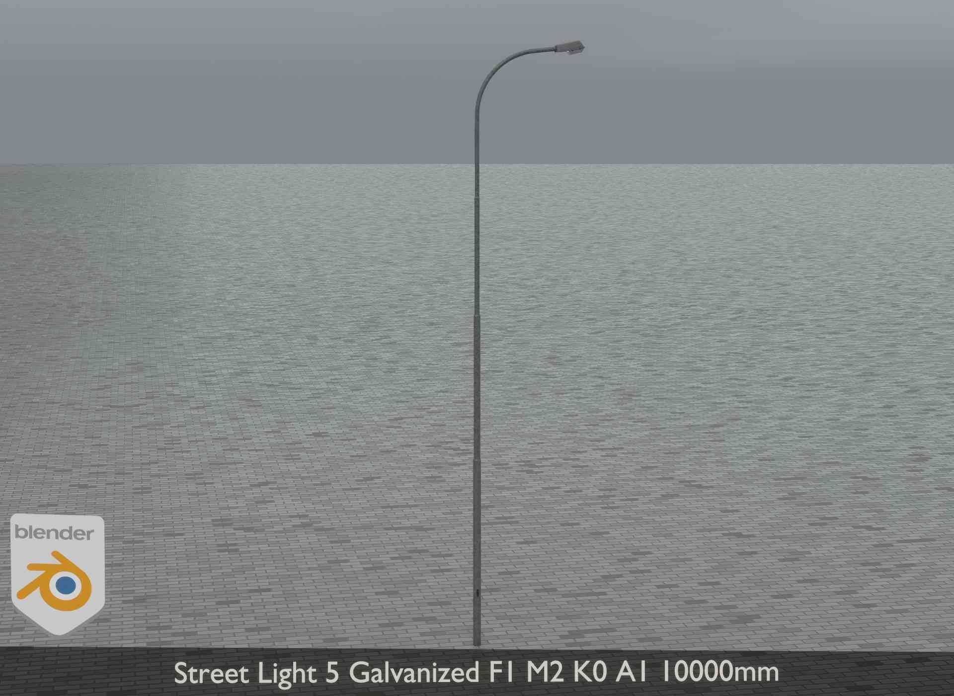 Street Light 5 Galvanized F1 M2 K0 A1 10000mm Low-poly 3D model_13