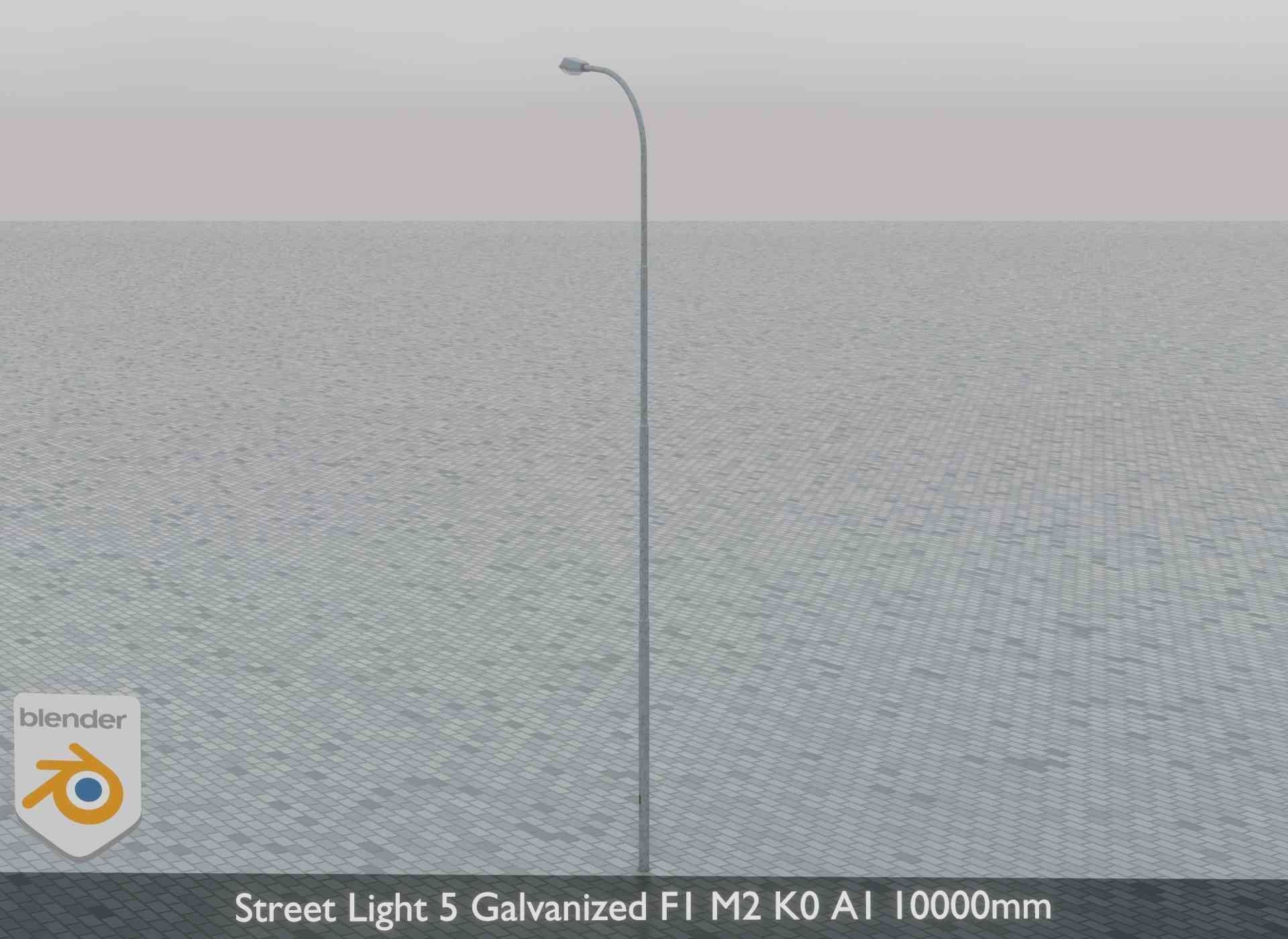 Street Light 5 Galvanized F1 M2 K0 A1 10000mm Low-poly 3D model_5