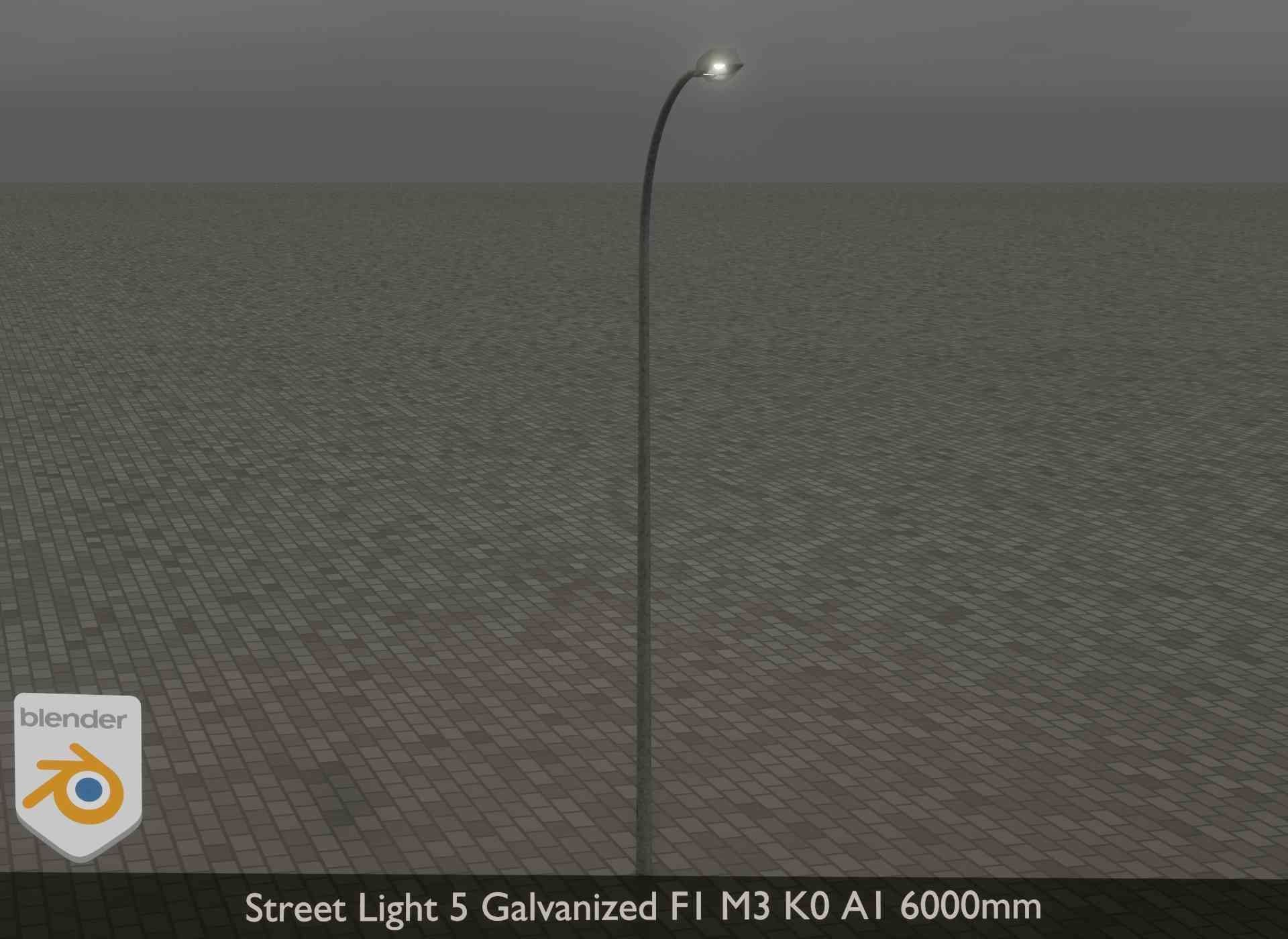 Street Light 5 Galvanized F1 M3 K0 A1 6000mm Low-poly 3D model_18