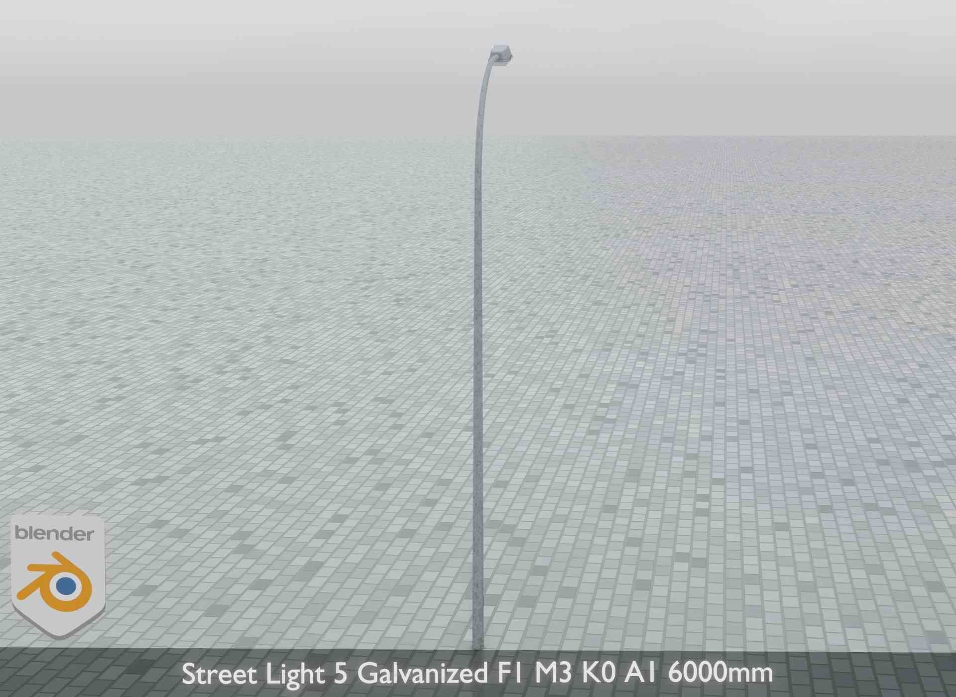 Street Light 5 Galvanized F1 M3 K0 A1 6000mm Low-poly 3D model_7